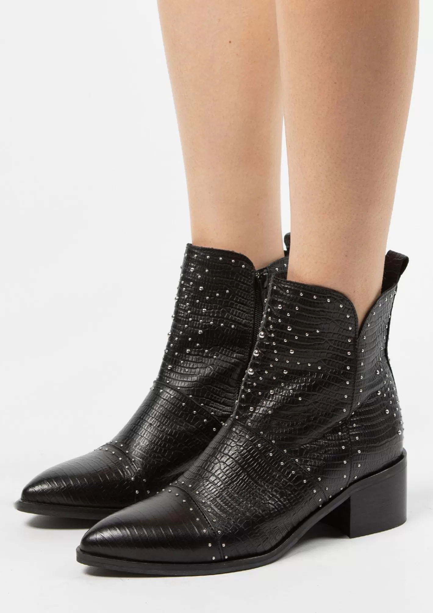 Bottines En Cuir Avec Clous - Noir<Sacha Online