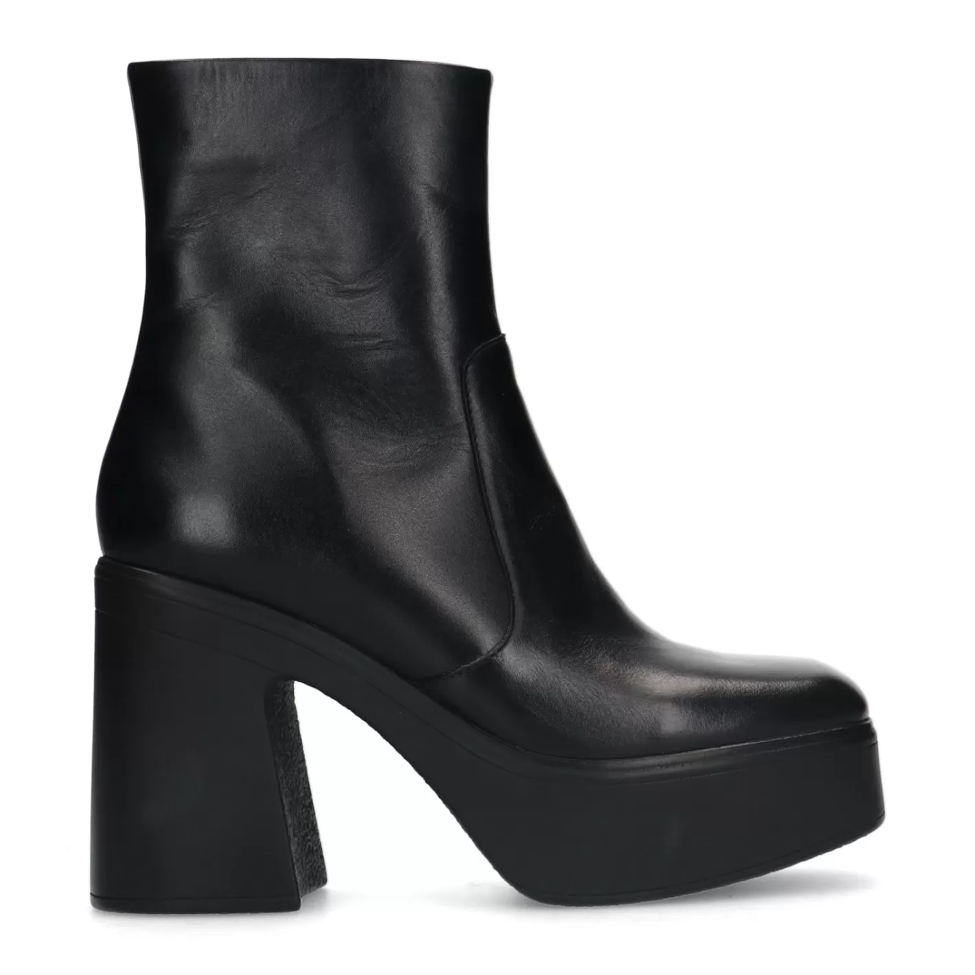 Bottines En Cuir Avec Plateau - Noir<Sacha Discount