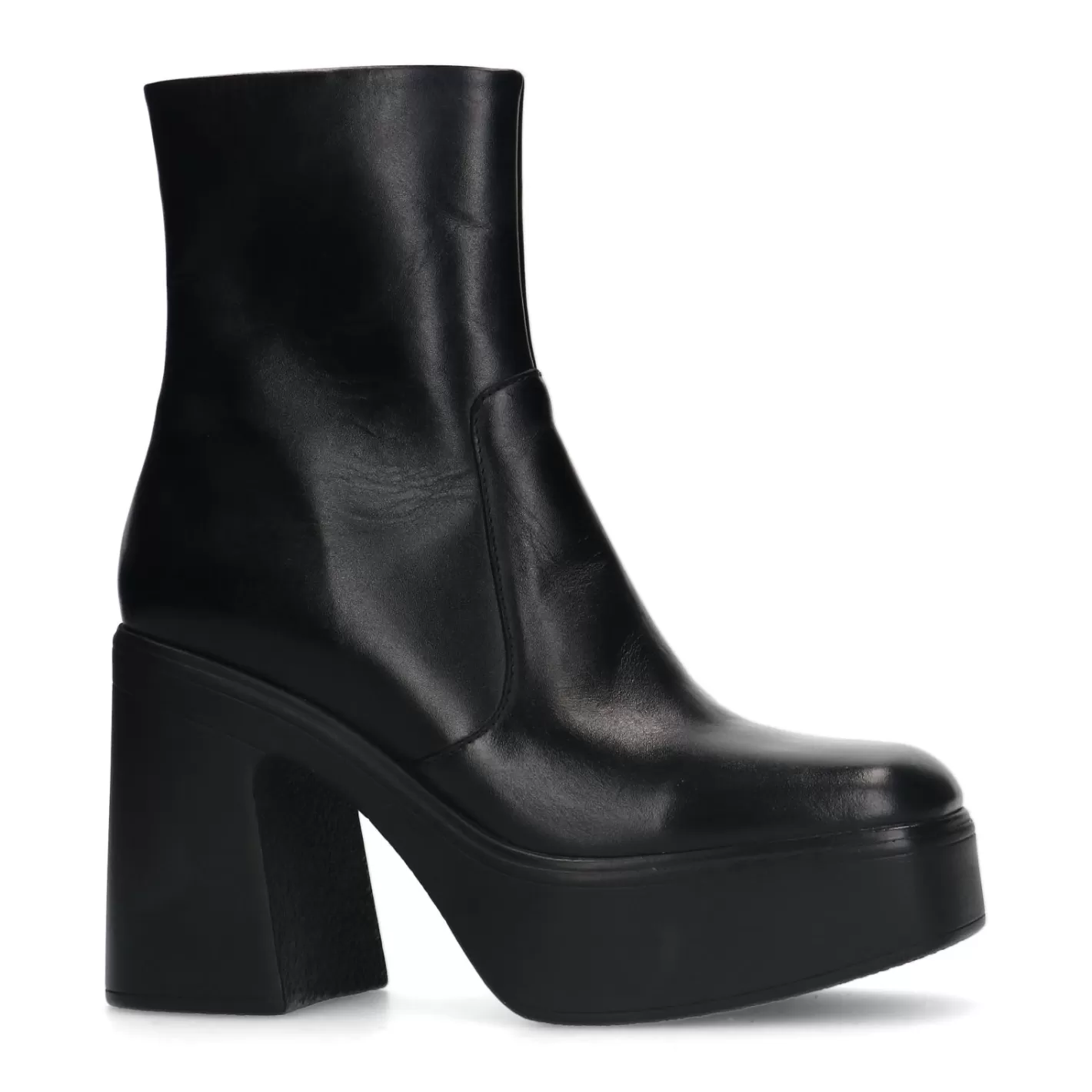 Bottines En Cuir Avec Plateau - Noir<Sacha Discount