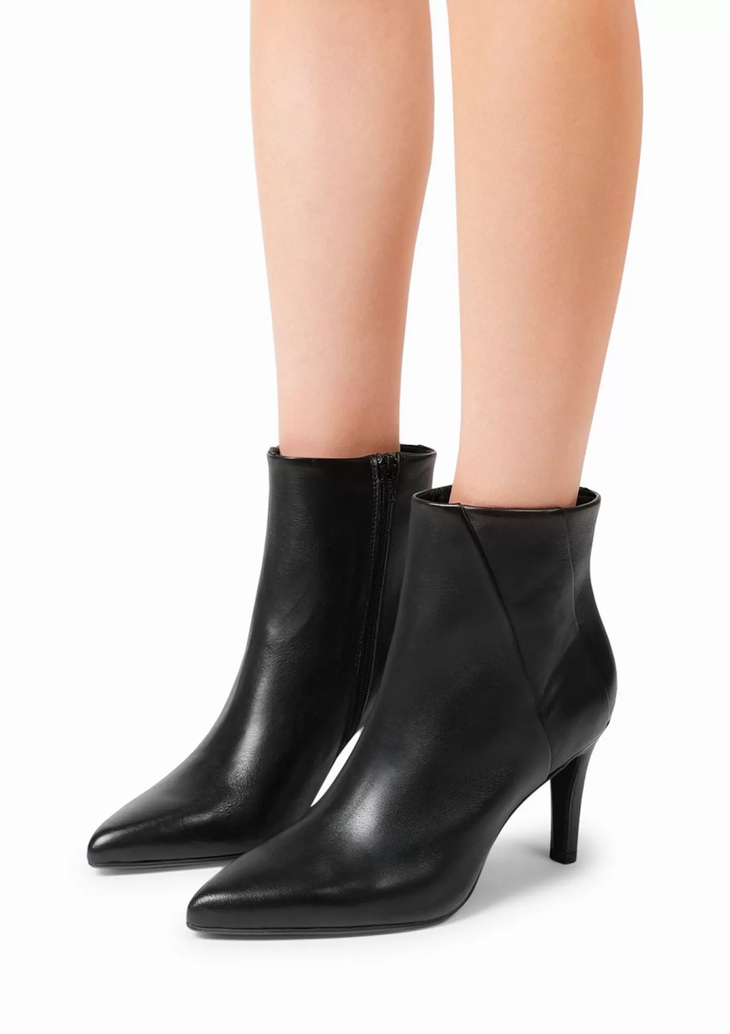 Bottines En Cuir Avec Talon Aiguille - Noir<Sacha Hot