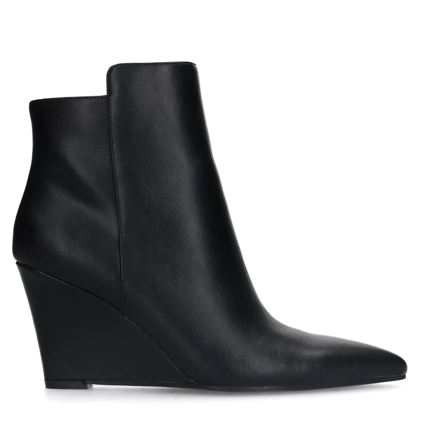 Bottines En Cuir Avec Talon Compense - Noir<Sacha Store