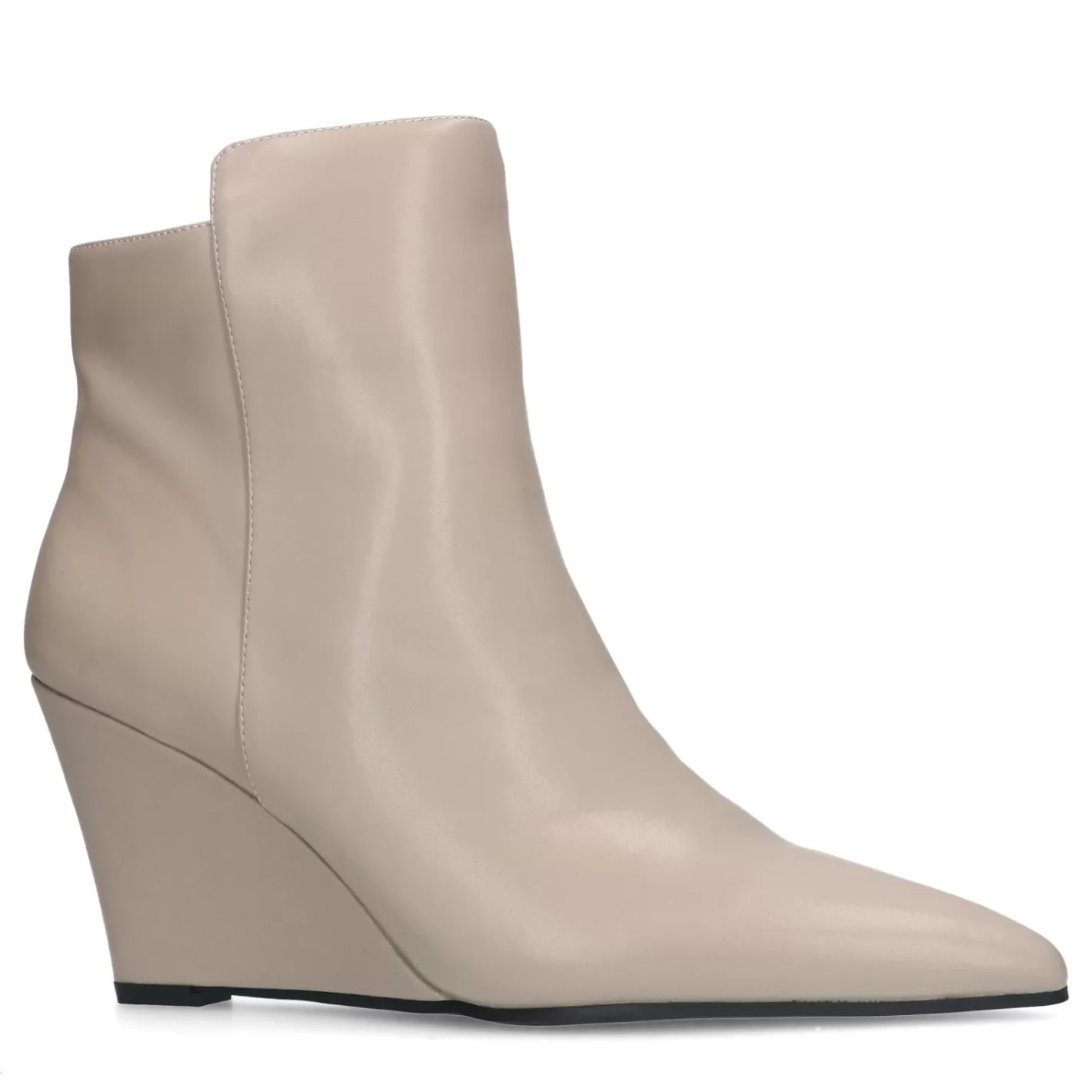 Bottines En Cuir Avec Talon Compense - Taupe<Sacha Online