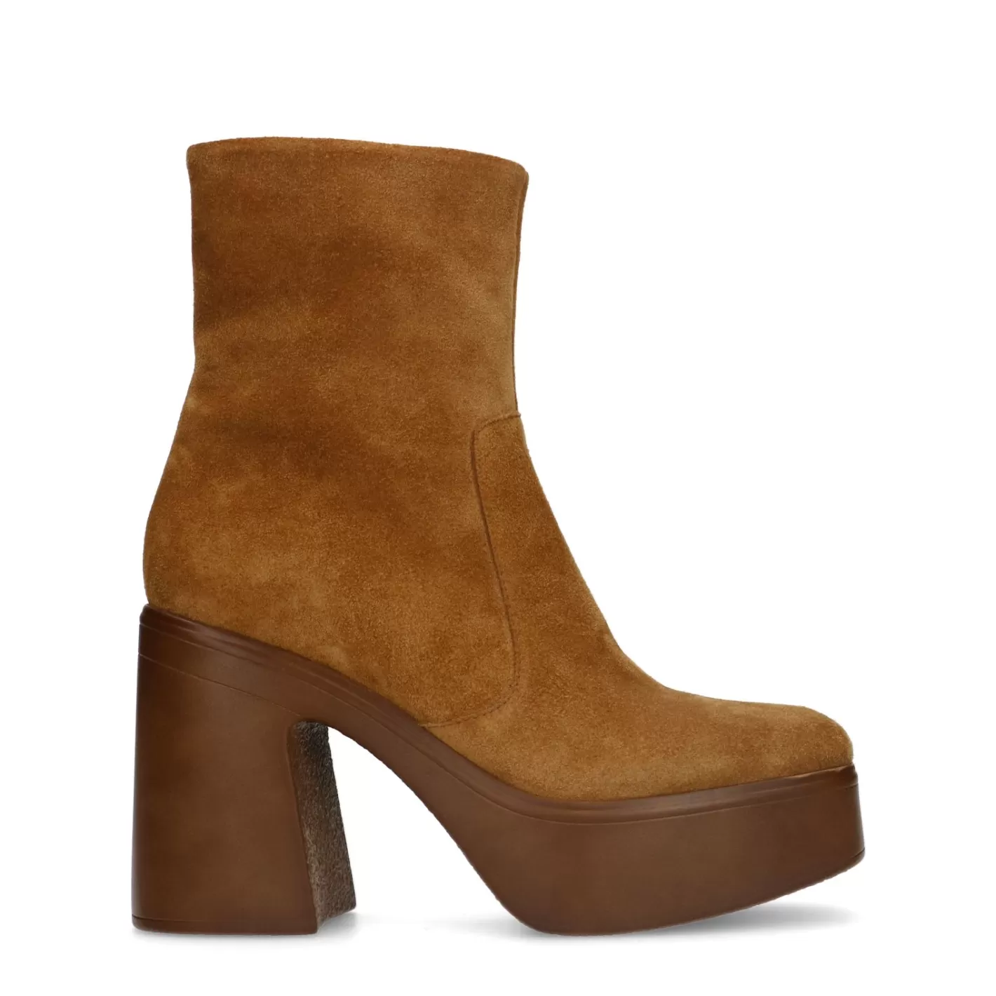 Bottines En Daim Avec Plateau - Marron<Sacha New