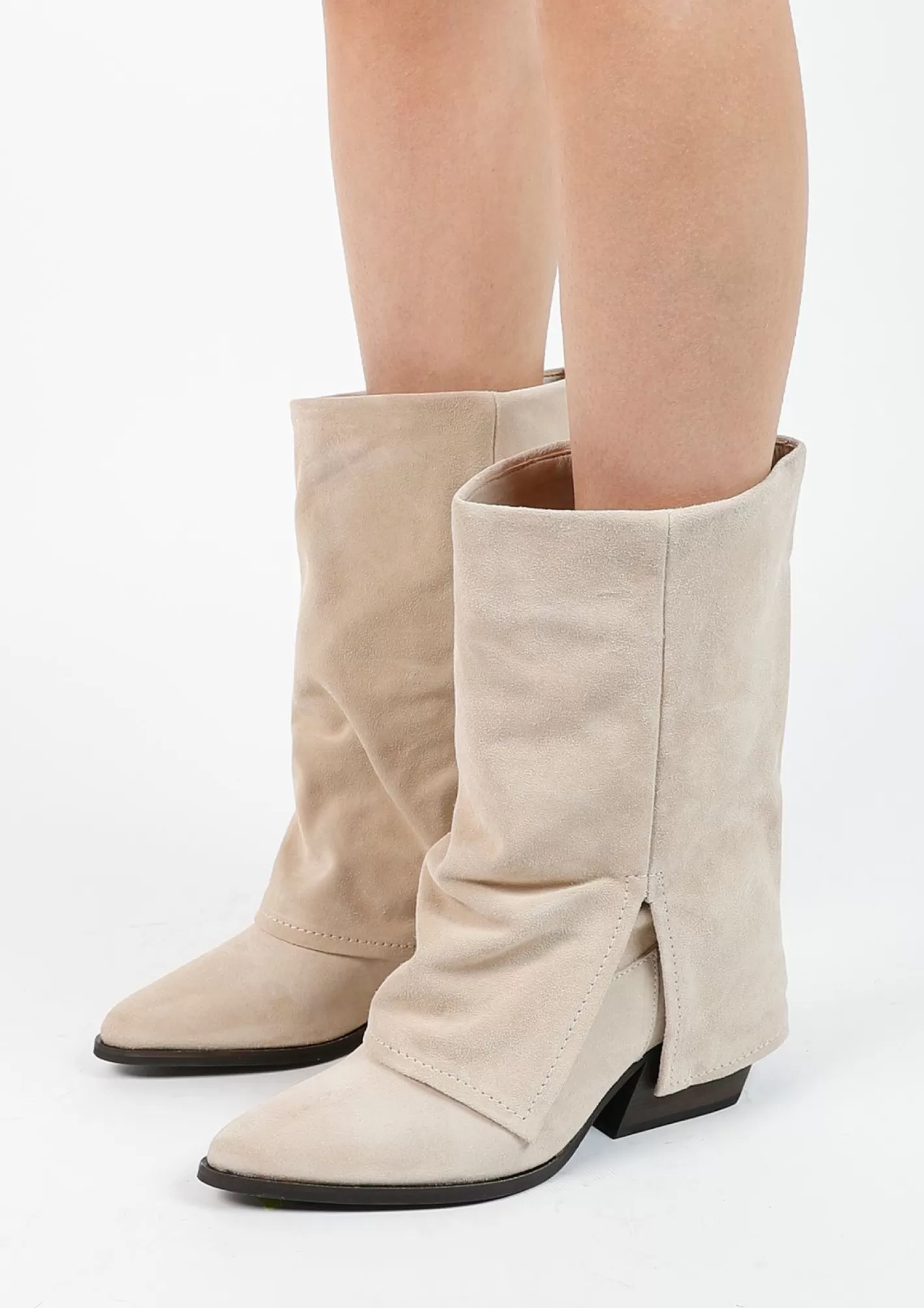 Bottines En Daim Avec Rabat - Beige<Sacha Hot