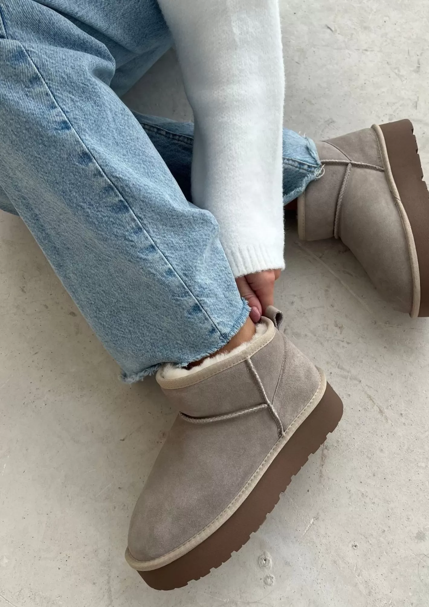 Bottines En Daim Avec Semelle Plateforme - Beige<Sacha Store