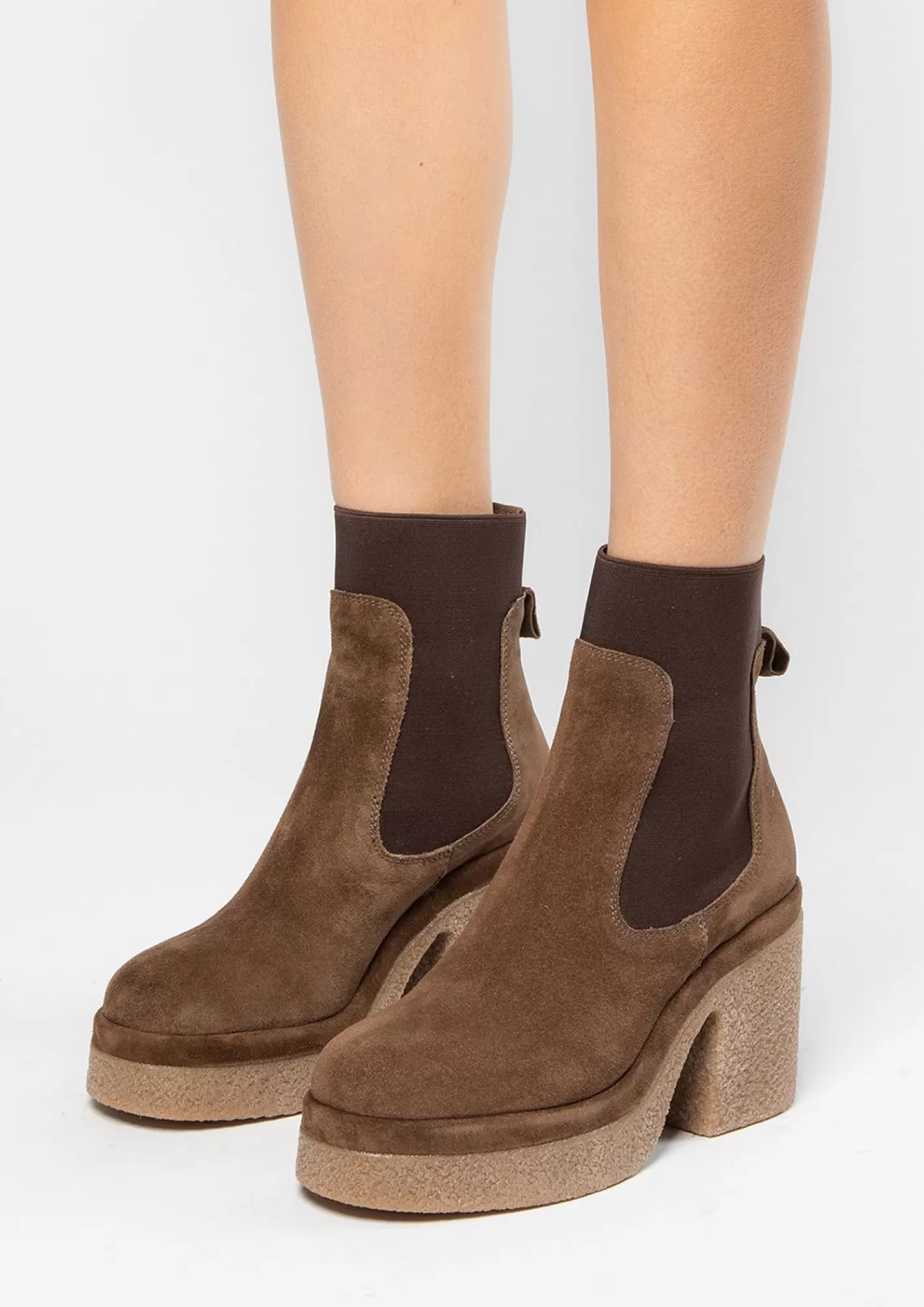 Bottines En Daim Avec Semelle Plateforme - Marron<Sacha Sale