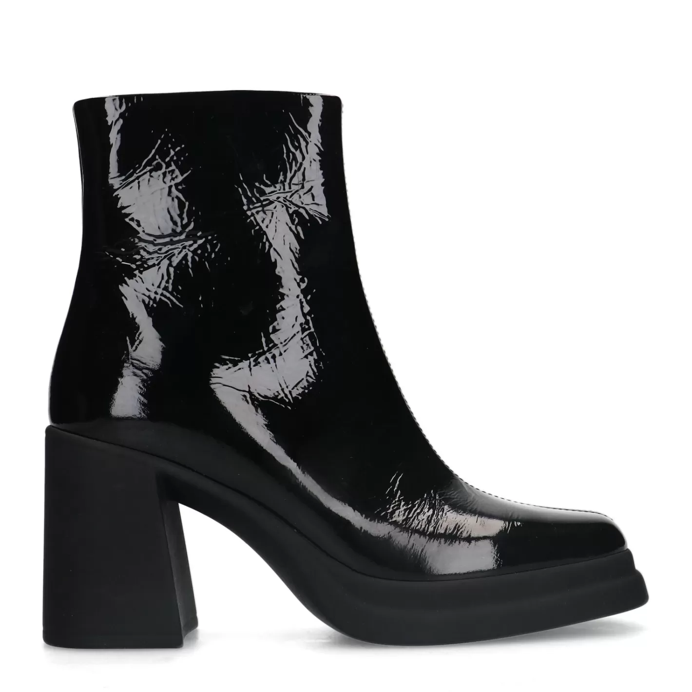 Bottines Finition Vernie Avec Talon Cubain - Noir<Sacha Flash Sale