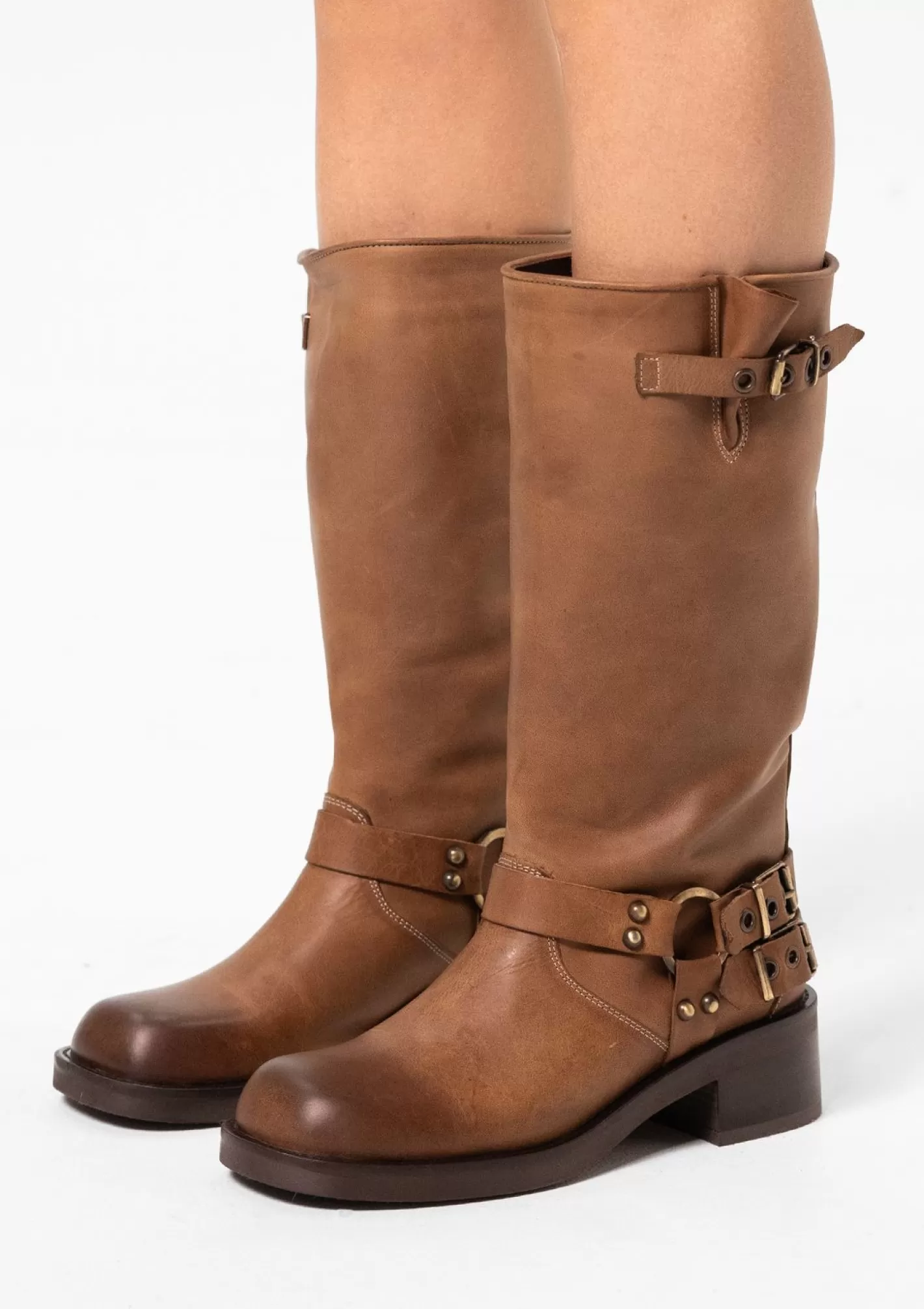 Bottines Motardes A Boucles - Cognac<Sacha Best