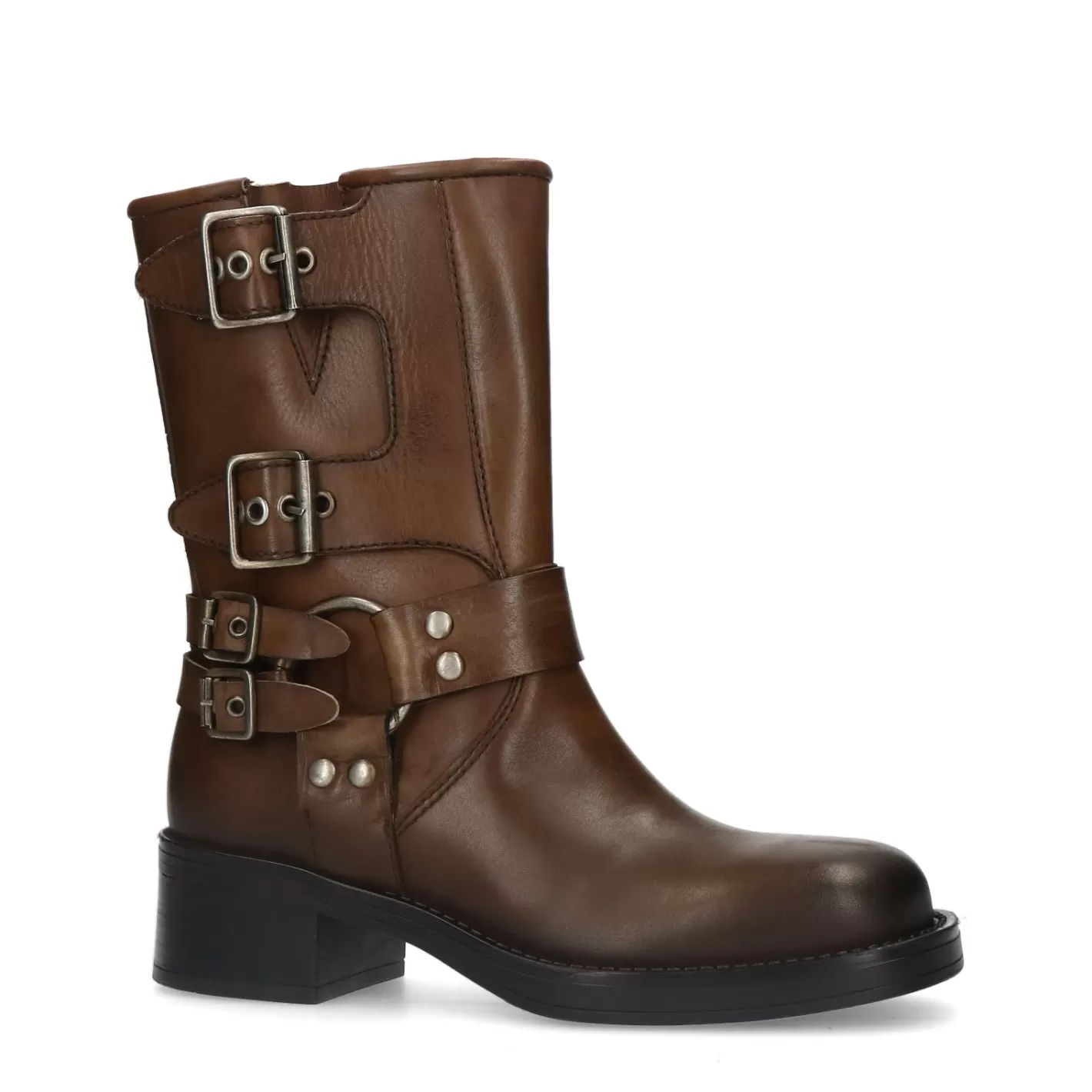 Bottines Motardes A Boucles - Marron<Sacha Best