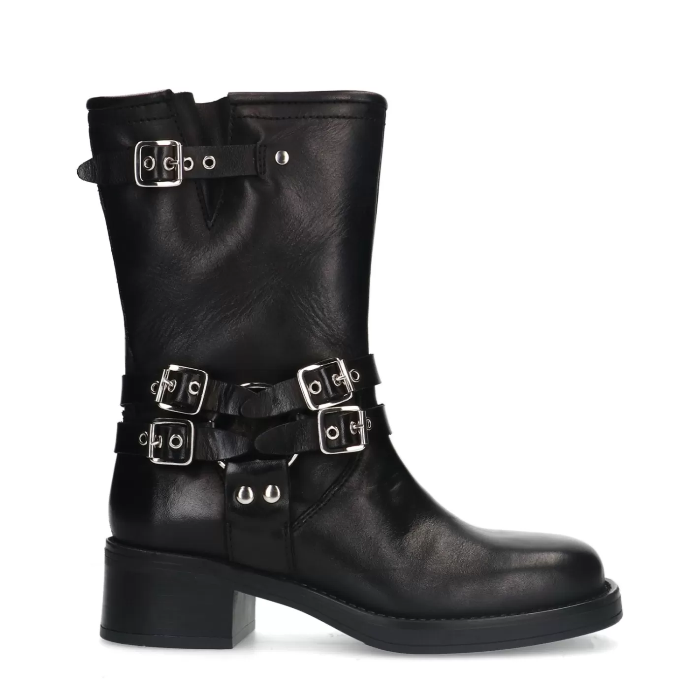 Bottines Motardes A Boucles - Noir<Sacha Cheap