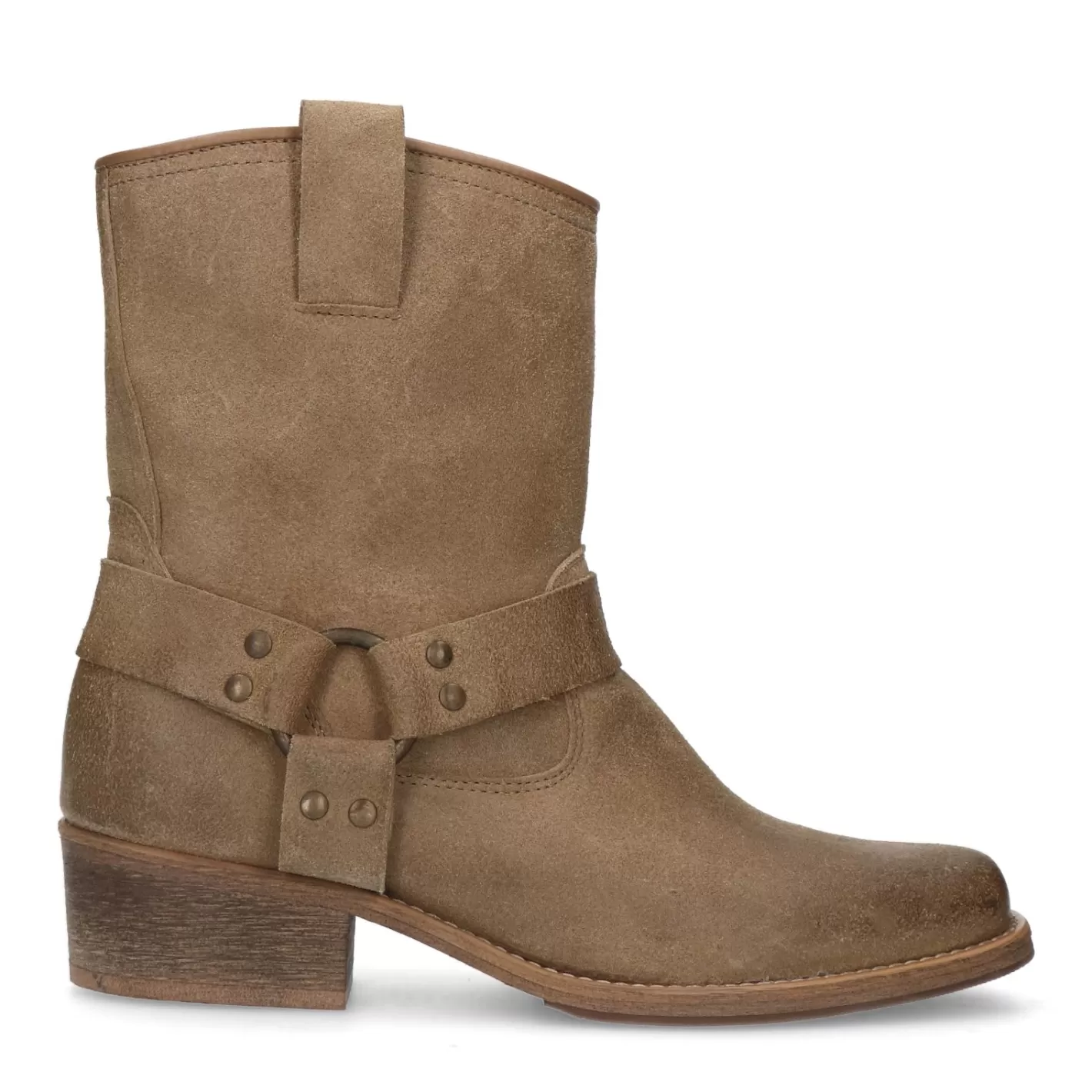 Bottines Motardes En Daim - Taupe<Sacha Store