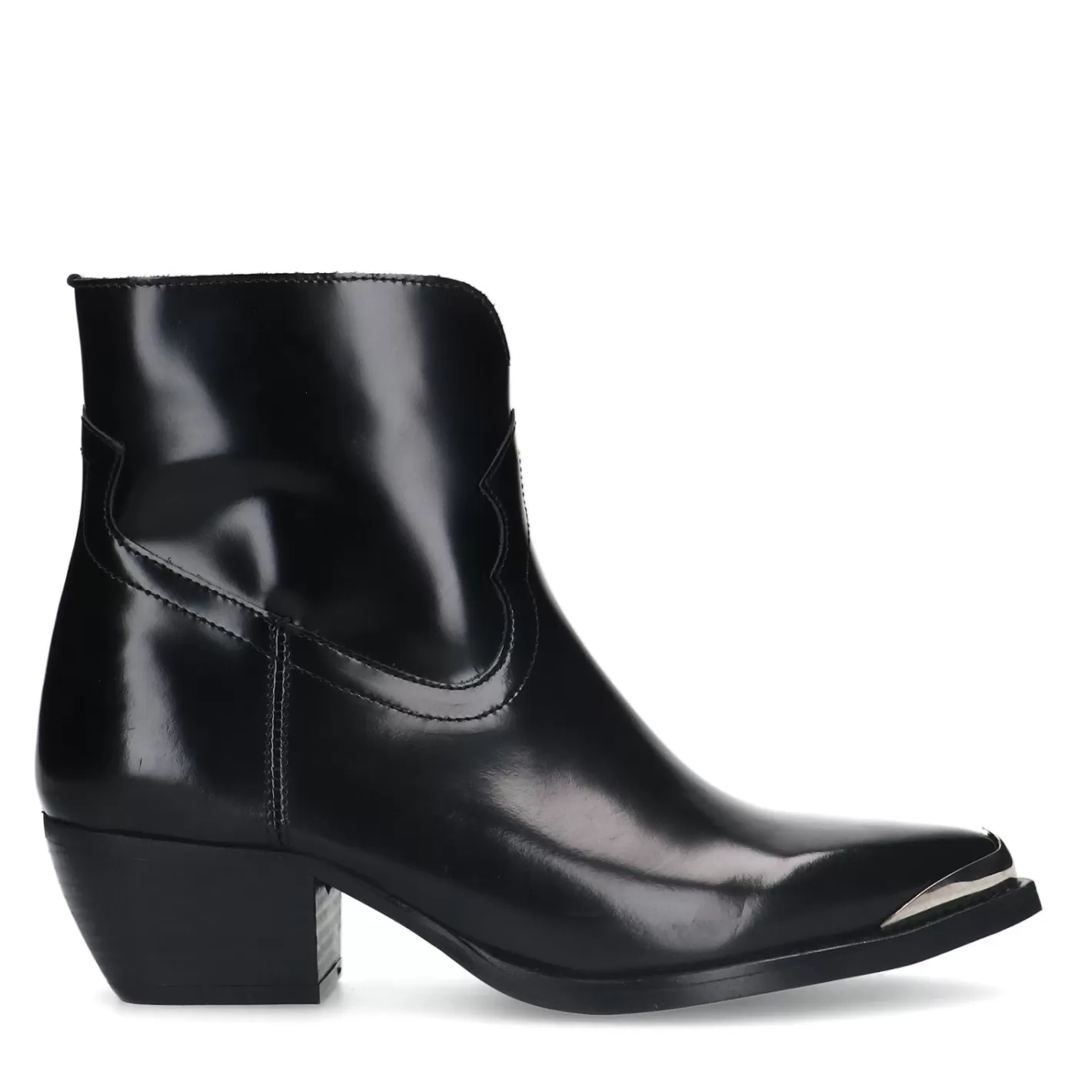 Bottines Western En Cuir - Noir<Sacha Clearance