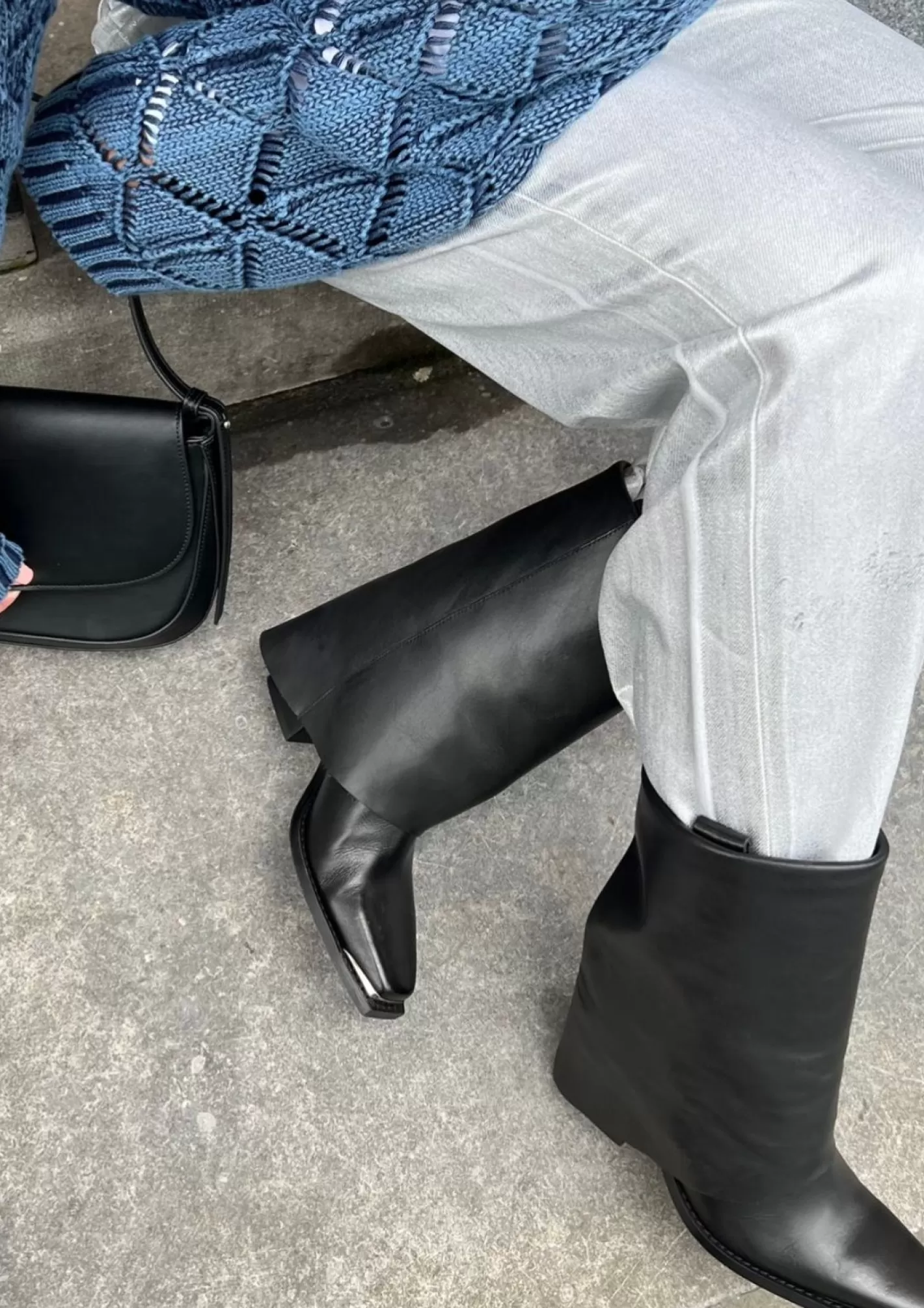 Bottines Western En Cuir Avec Rabat - Noir<Sacha Clearance