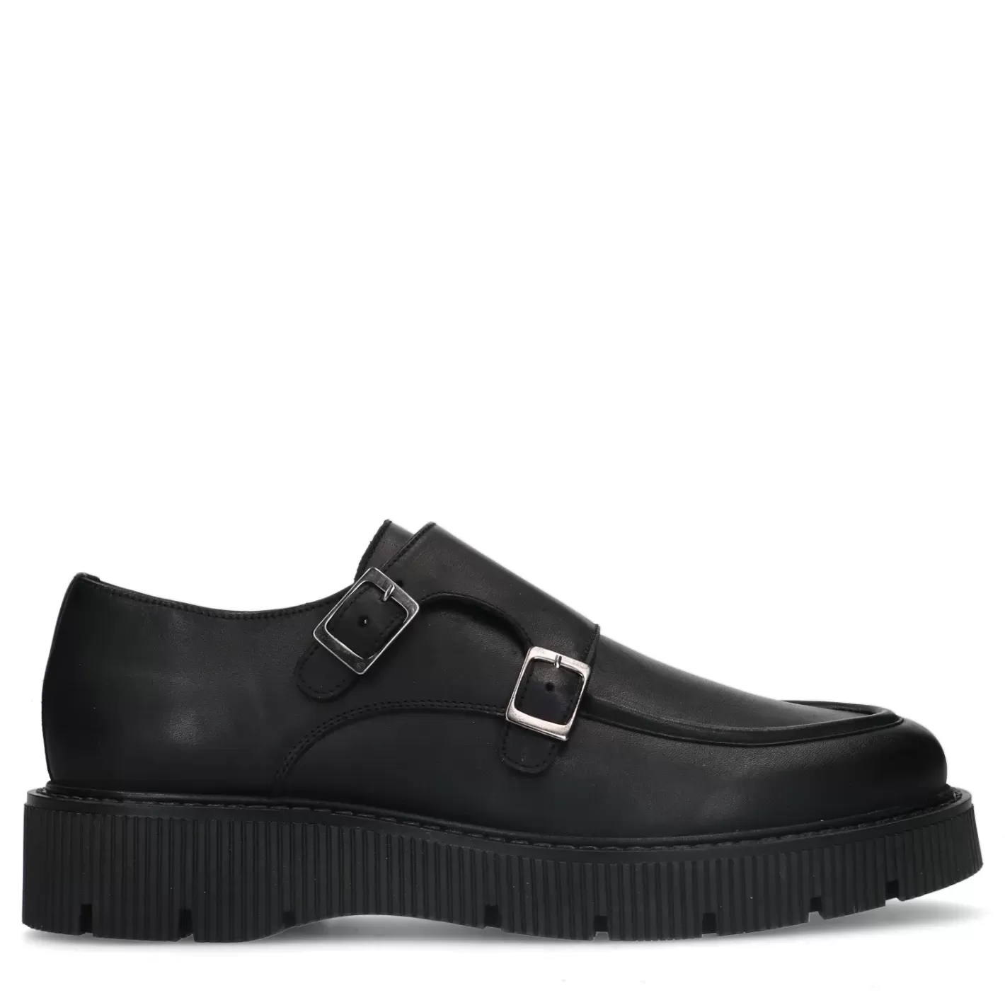 Chaussures À Boucles En Cuir Avec Semelle Plateforme - Noir<Sacha Discount