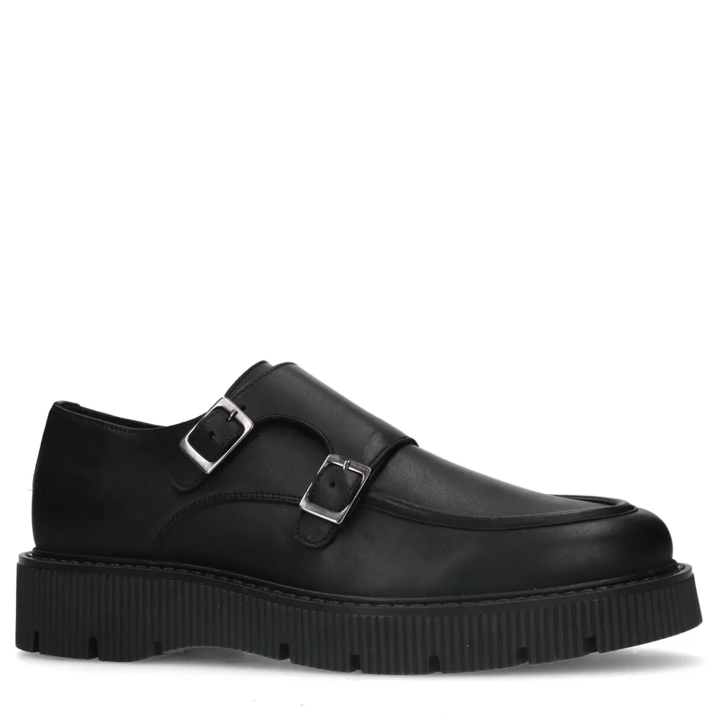 Chaussures À Boucles En Cuir Avec Semelle Plateforme - Noir<Sacha Discount