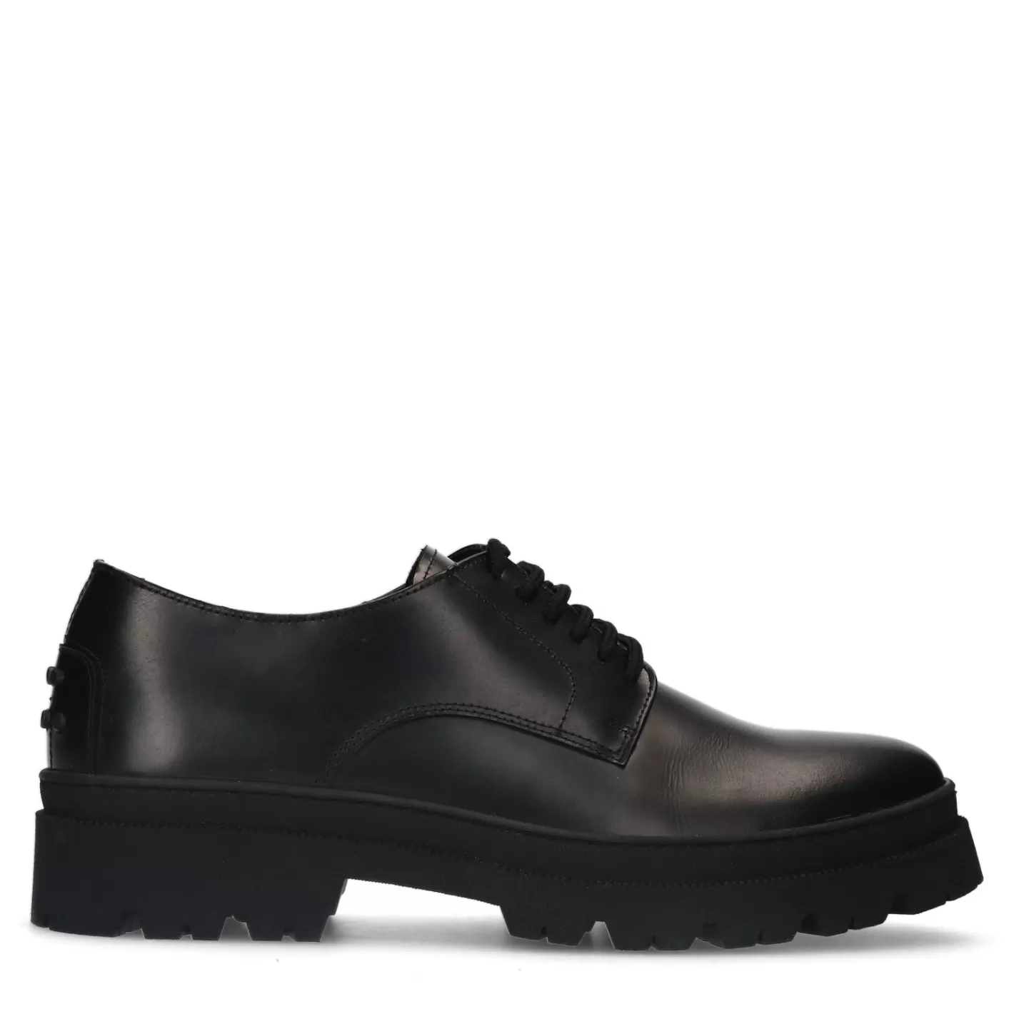 Chaussures À Lacets En Cuir Avec Grosse Semelle - Noir<Sacha Best Sale