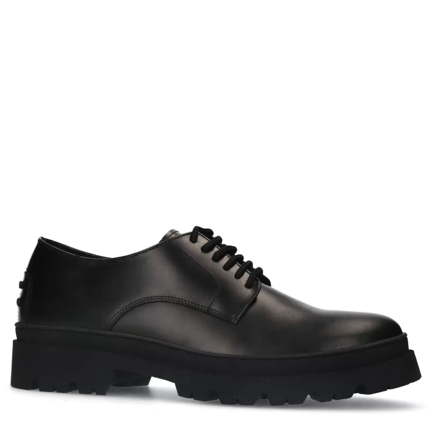 Chaussures À Lacets En Cuir Avec Grosse Semelle - Noir<Sacha Best Sale