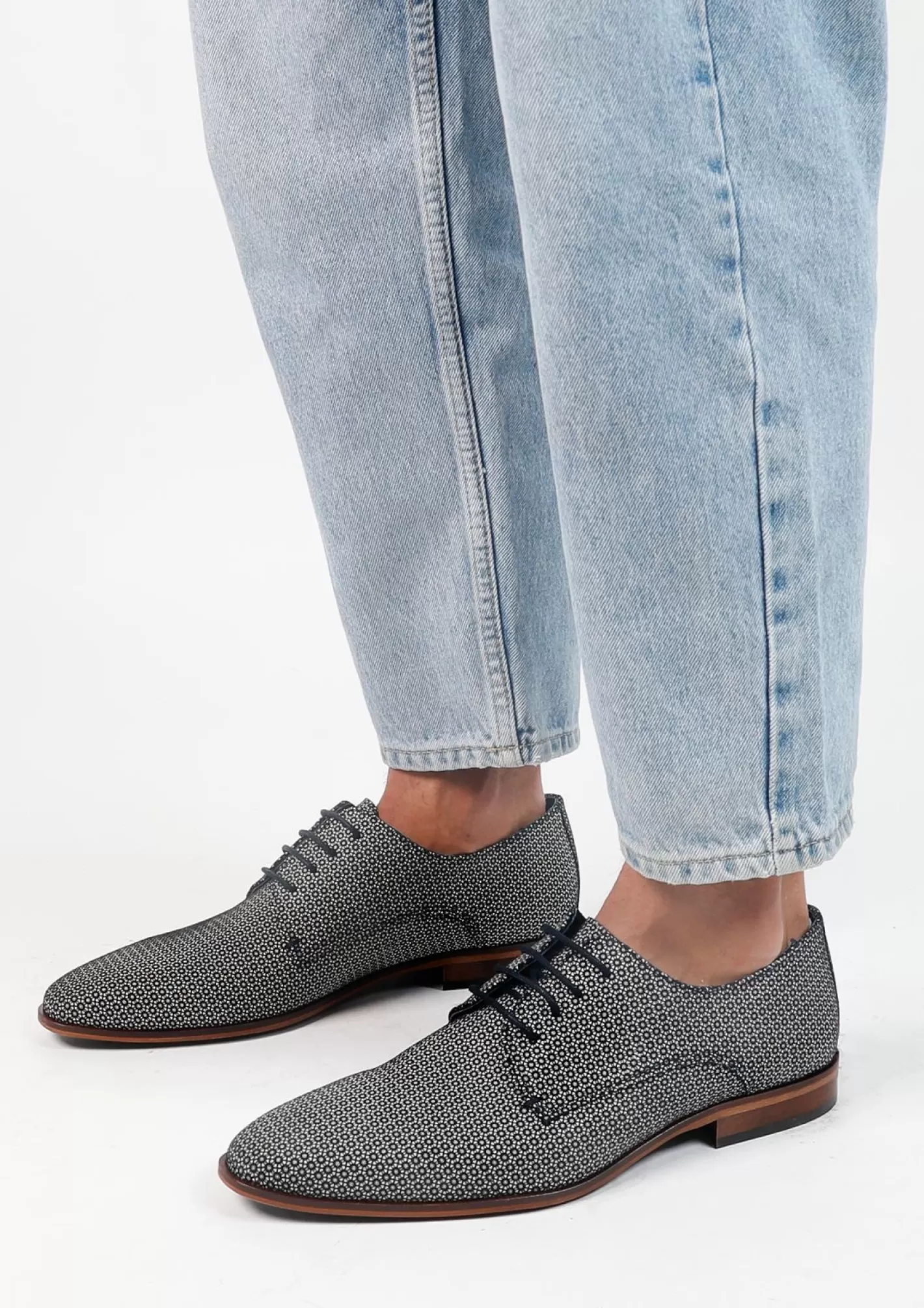 Chaussures À Lacets En Cuir Avec Motif - Bleu<Sacha Clearance