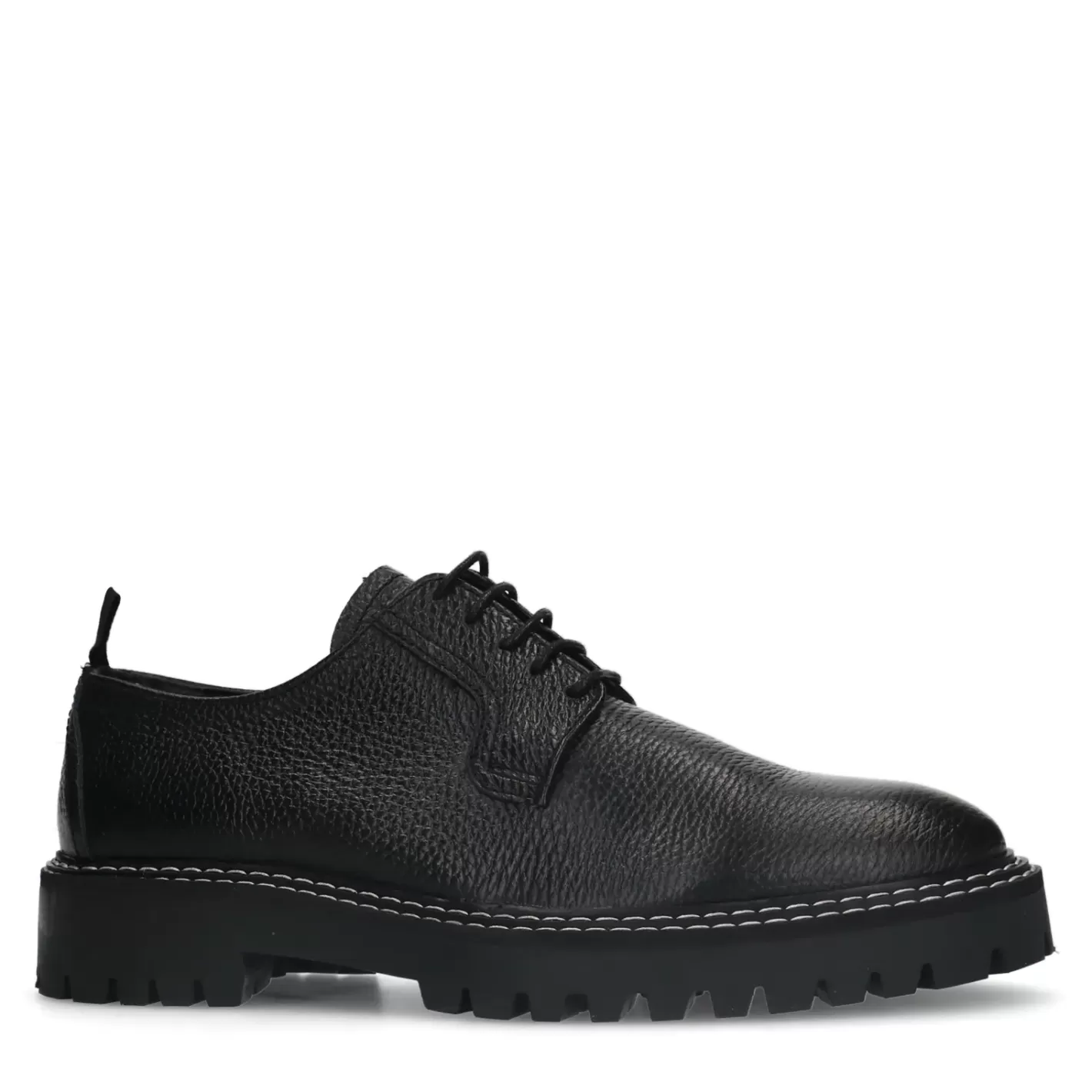 Chaussures À Lacets En Cuir Avec Semelle Chunky - Noir<Sacha Sale