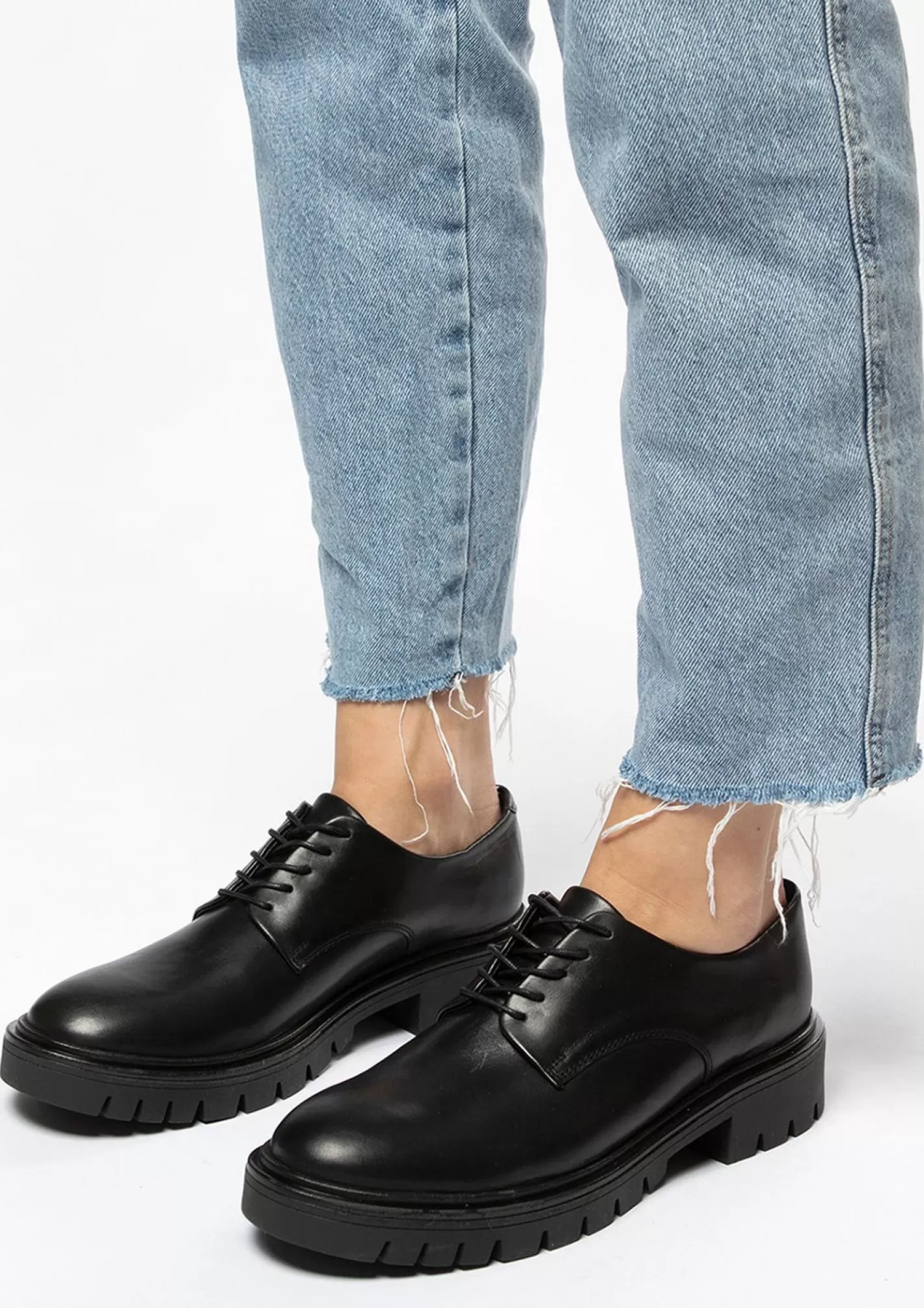 Chaussures À Lacets En Cuir Avec Semelle Plateforme - Noir<Sacha Best Sale