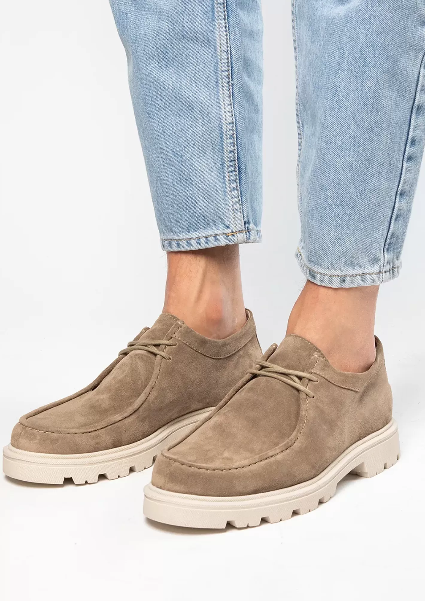 Chaussures À Lacets En Daim Avec Grosse Semelle - Beige<Sacha Sale