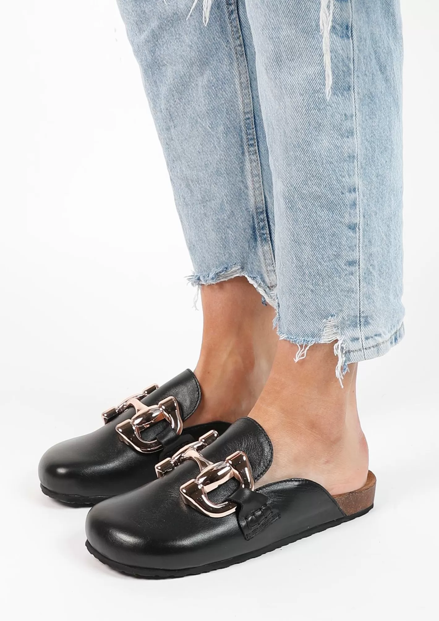 Chaussures Slip-On En Cuir Avec Chaine - Noir<Sacha Fashion