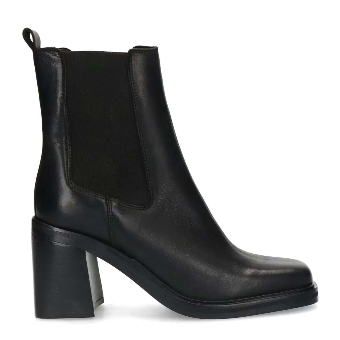 Chelsea Boots En Cuir Avec Talon Cubain - Noir<Sacha Cheap