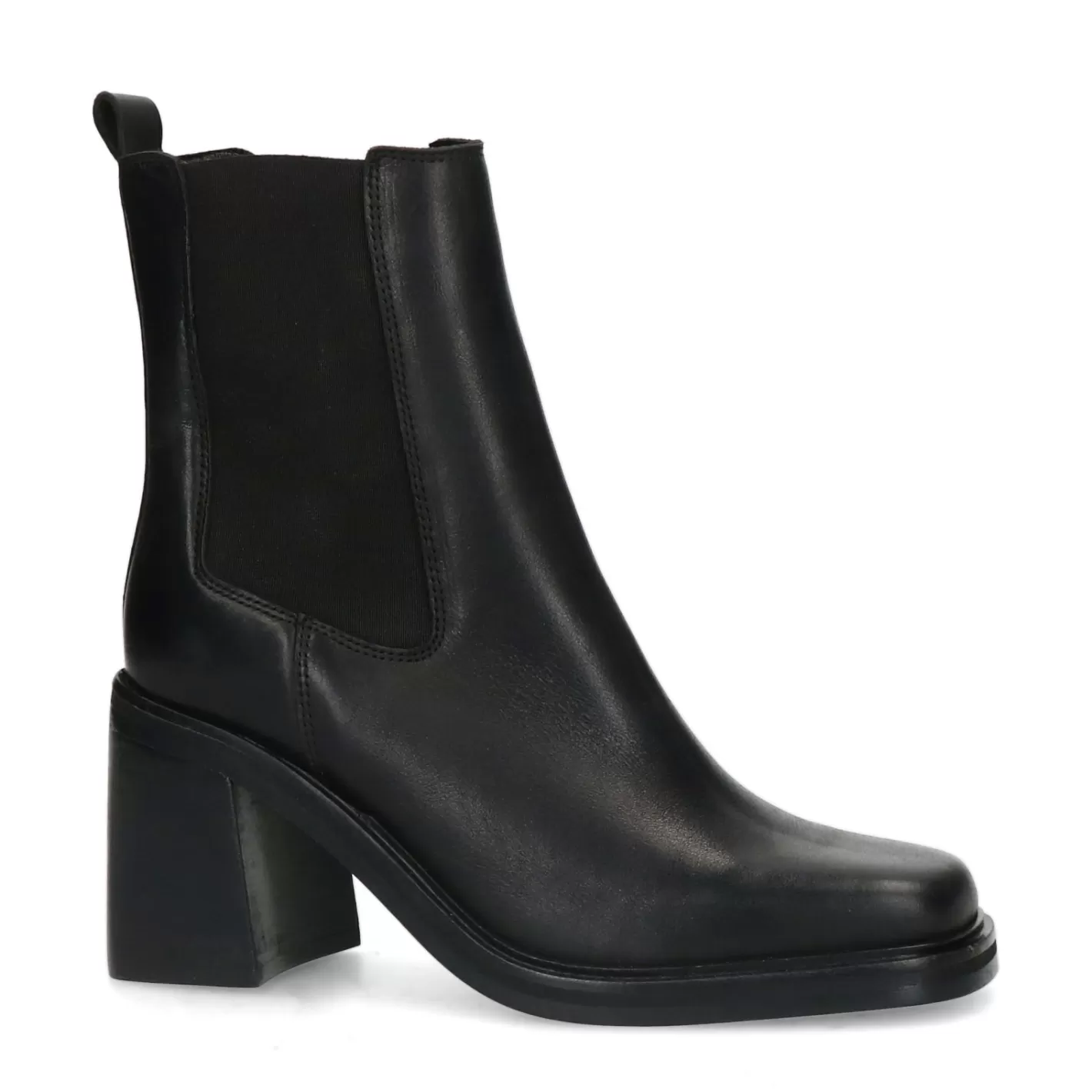 Chelsea Boots En Cuir Avec Talon Cubain - Noir<Sacha Cheap