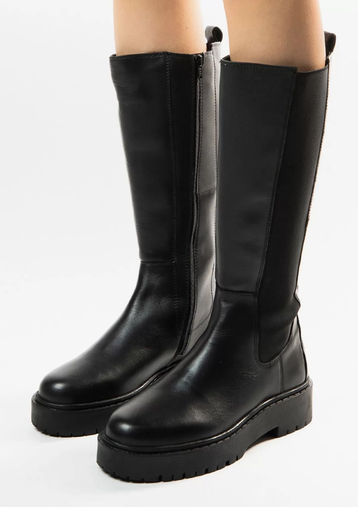 Chelsea Boots Montantes En Cuir - Noir<Sacha Shop