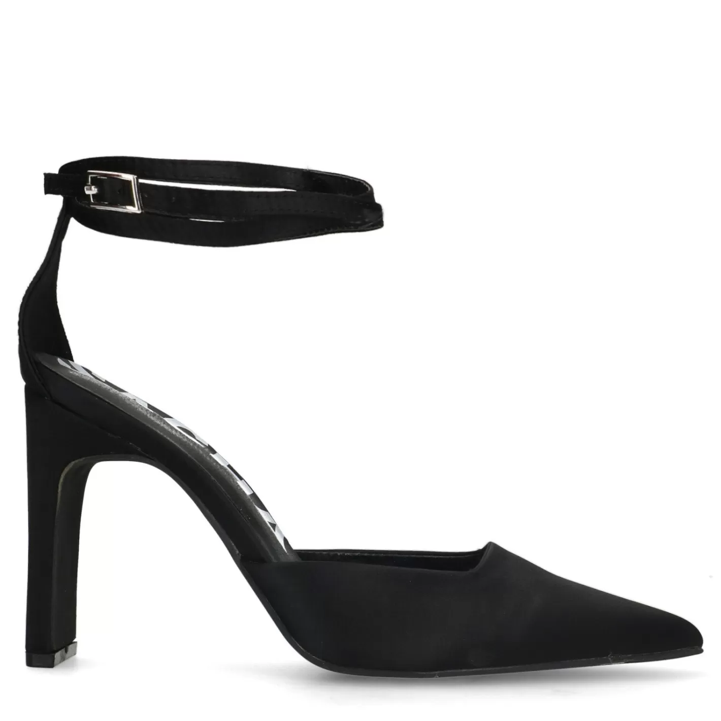 Escarpins En Satin Avec Bride Cheville - Noir<Sacha Discount