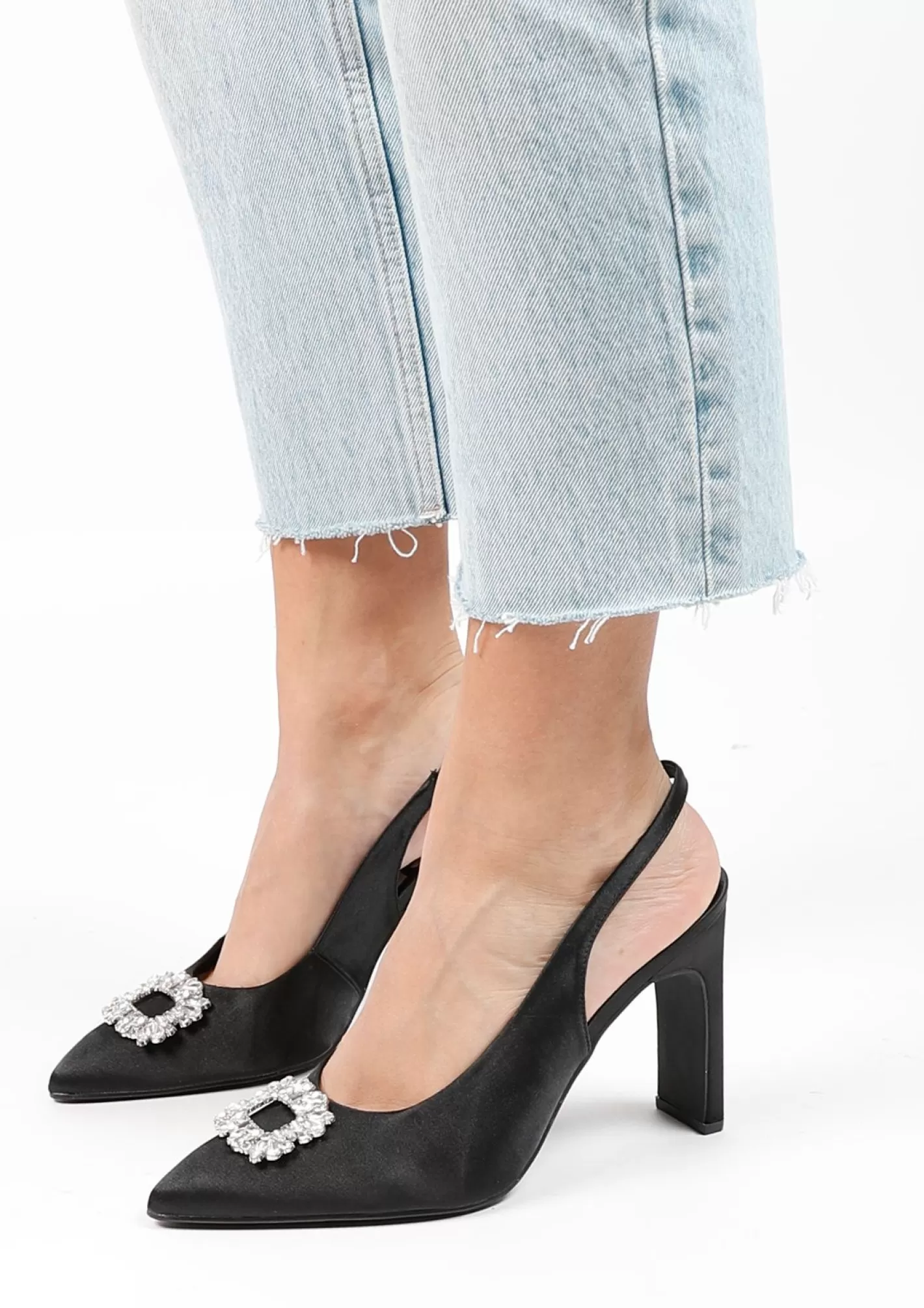 Escarpins Slingback Avec Strass - Noir<Sacha Online