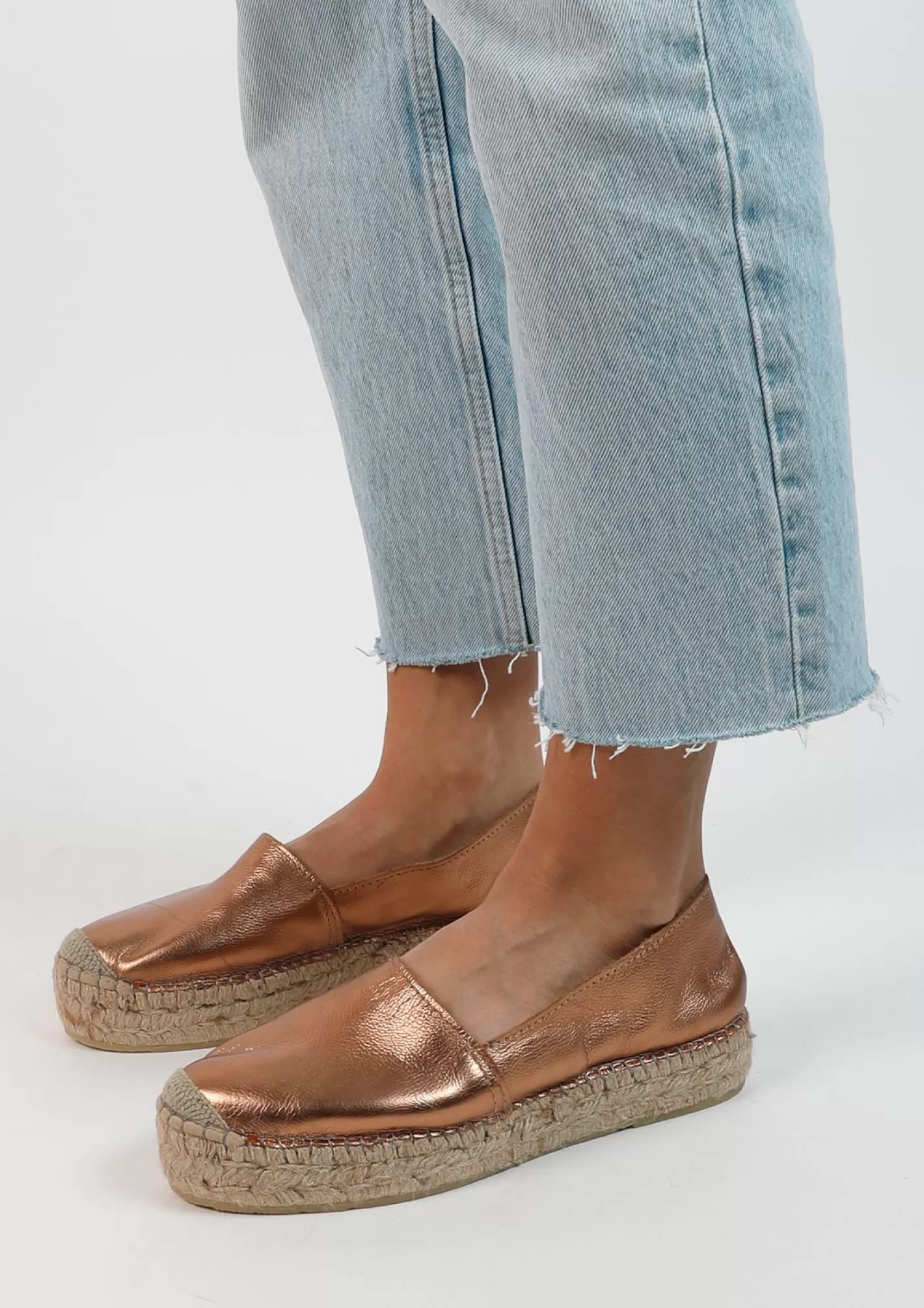 Espadrilles En Cuir Metallise - Bronze<Sacha Sale