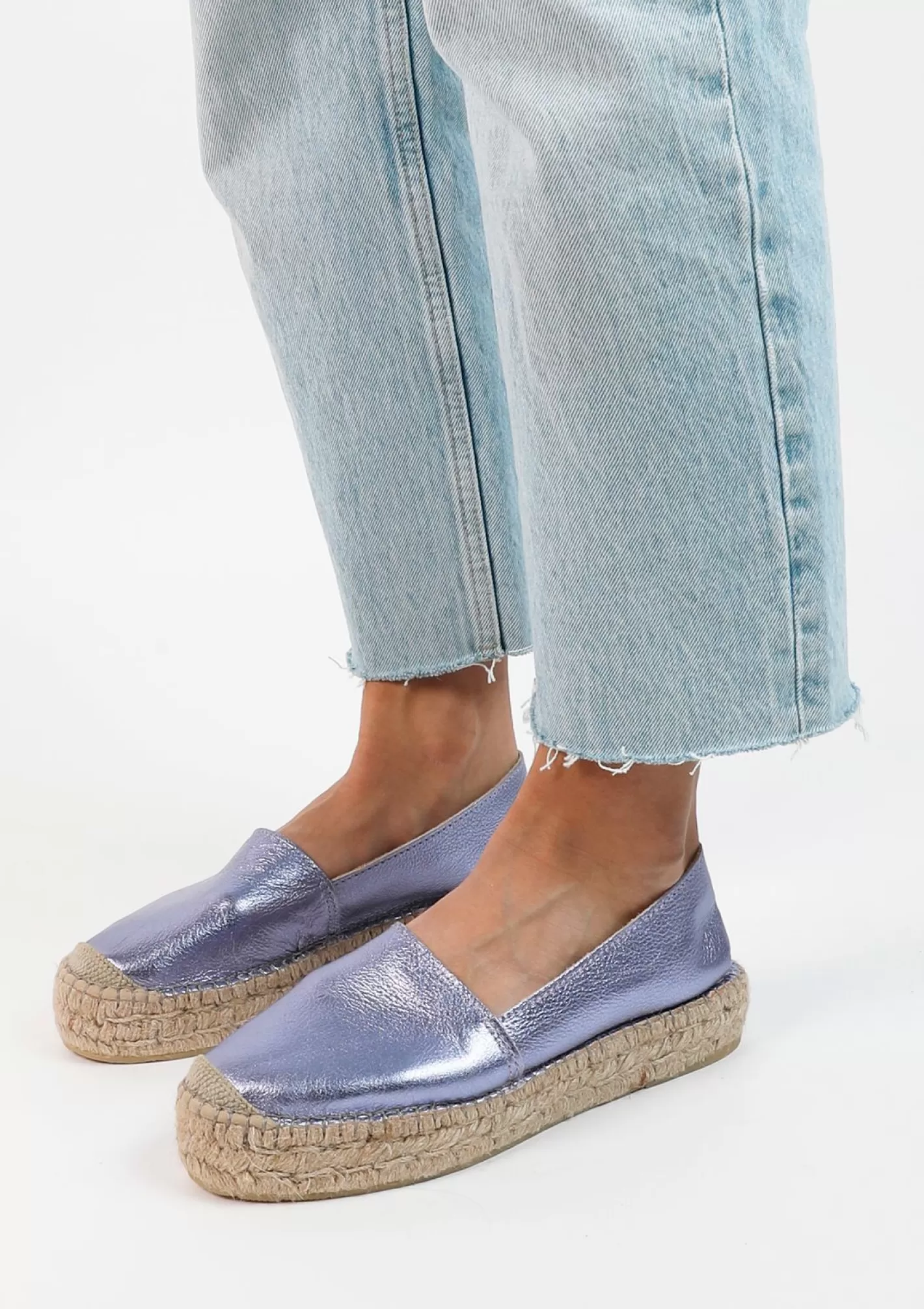 Espadrilles En Cuir Metallise - Lilas<Sacha Outlet