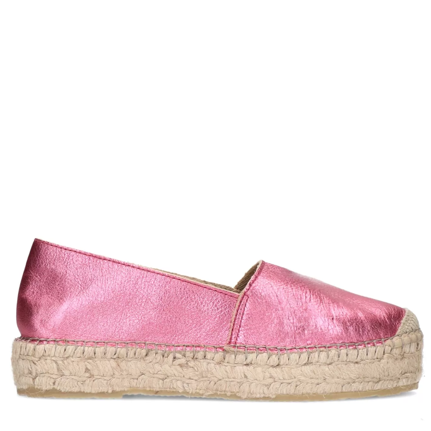 Espadrilles En Cuir Metallise - Rose<Sacha Cheap