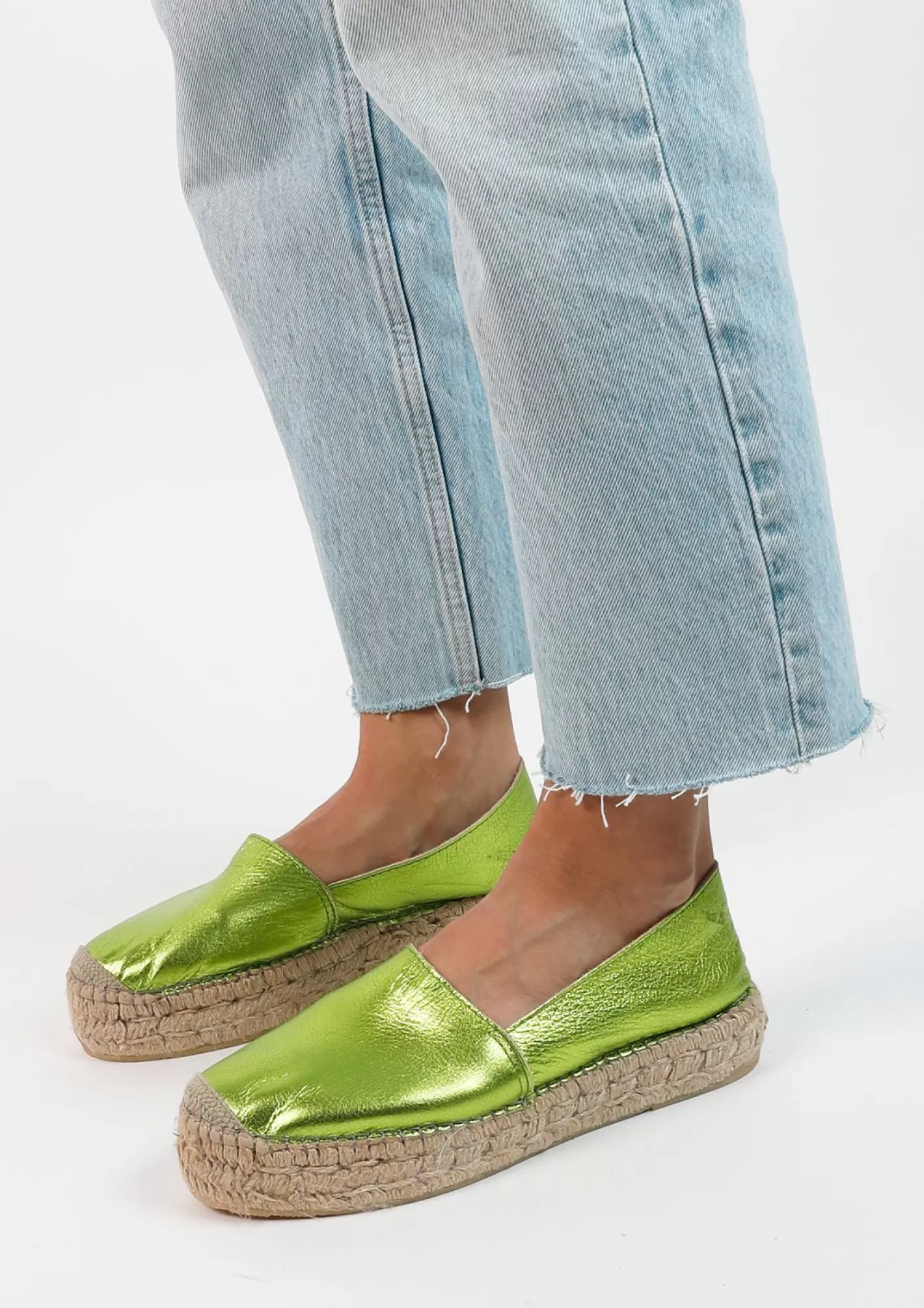 Espadrilles En Cuir Metallise - Vert<Sacha Best