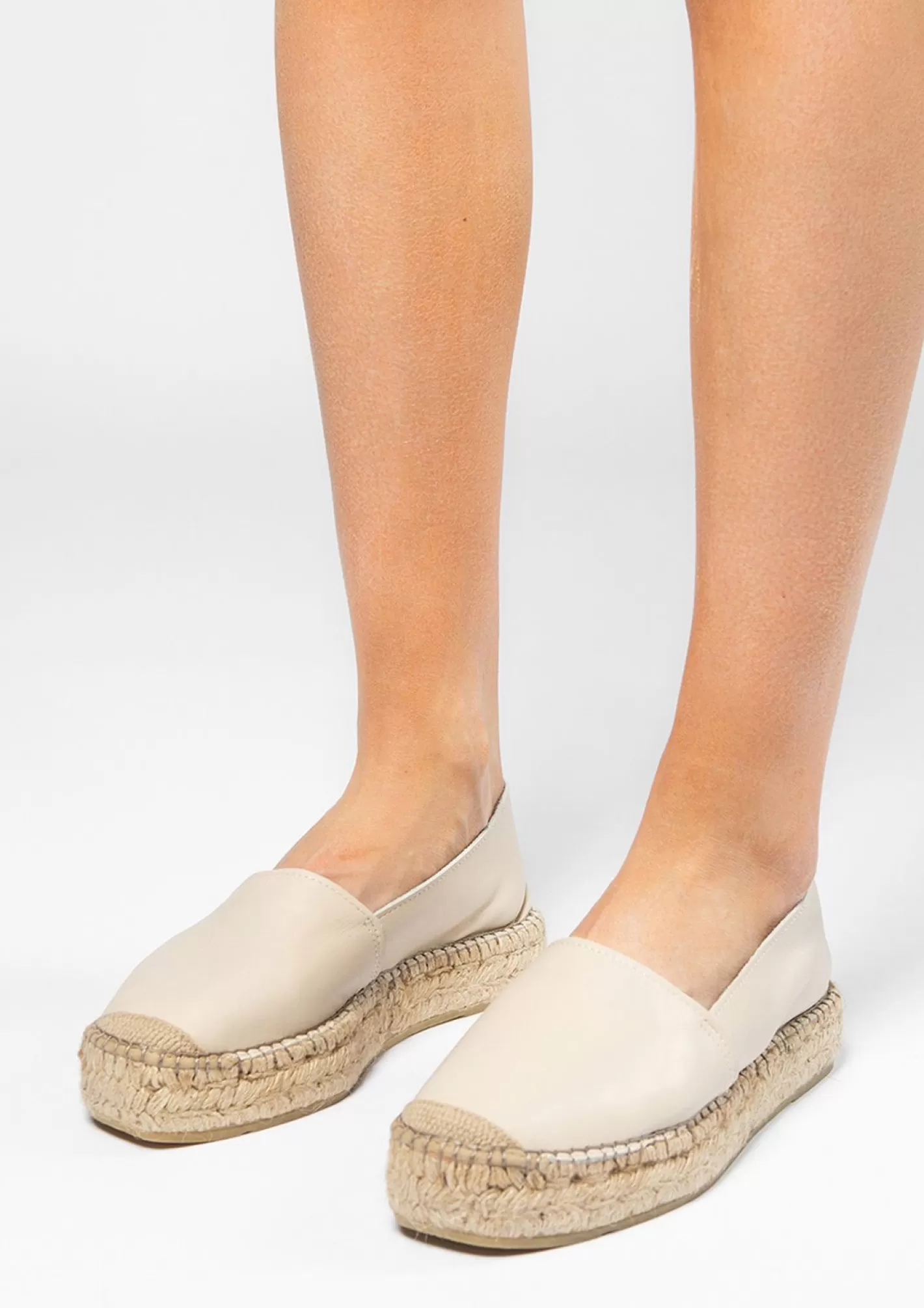 Espadrilles Plateforme En Cuir - Beige<Sacha Discount