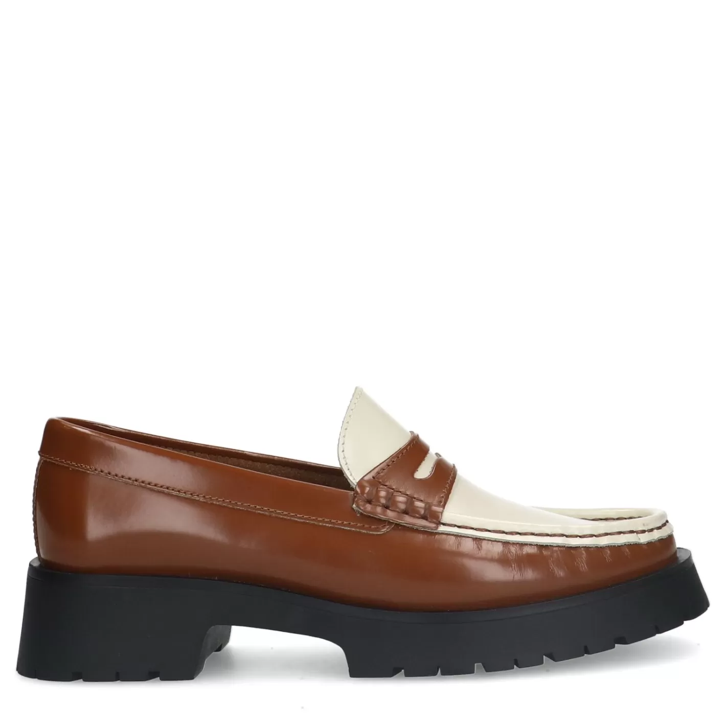 Loafers A Plateforme En Cuir Avec Details - Marron<Sacha Best