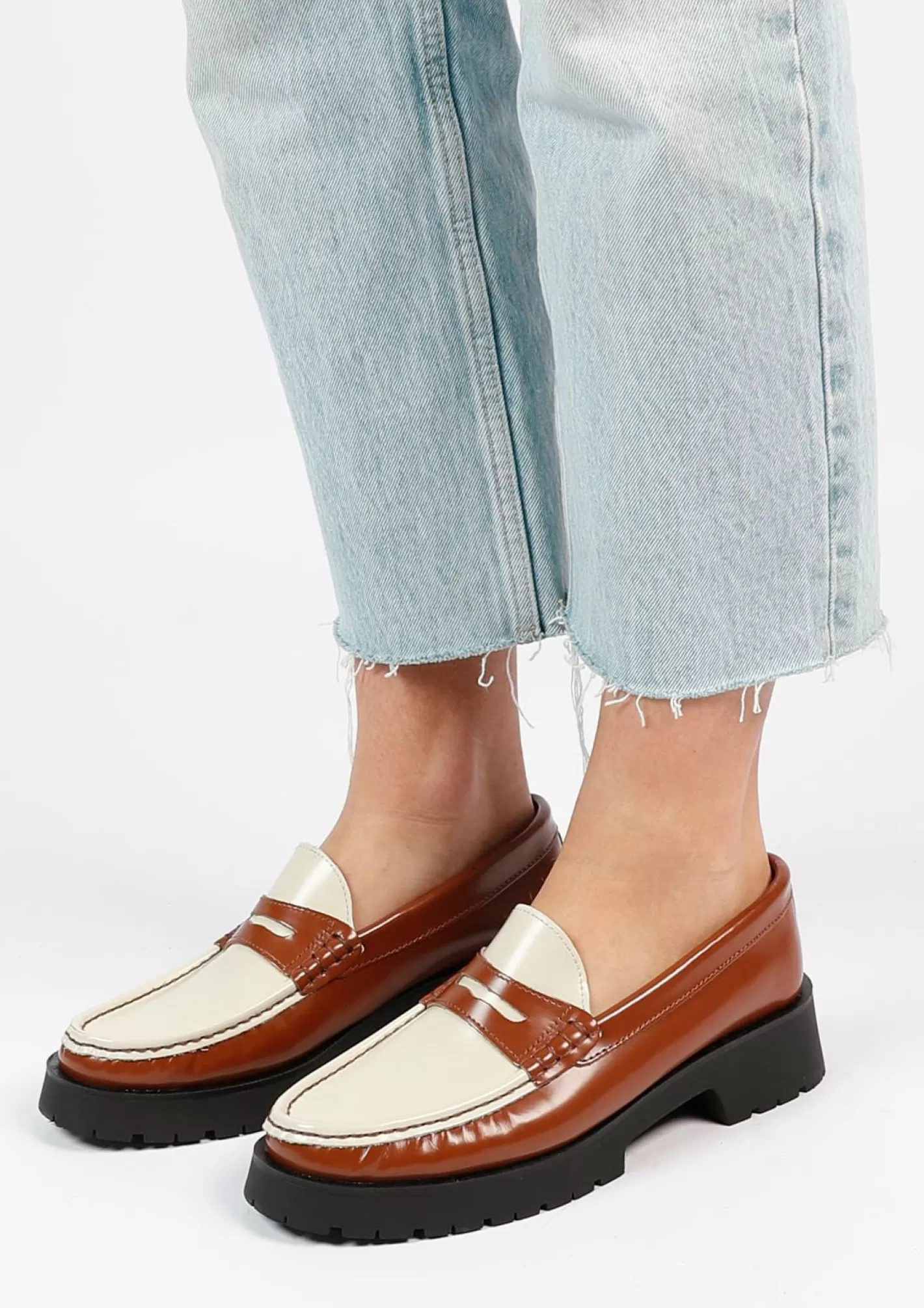 Loafers A Plateforme En Cuir Avec Details - Marron<Sacha Best