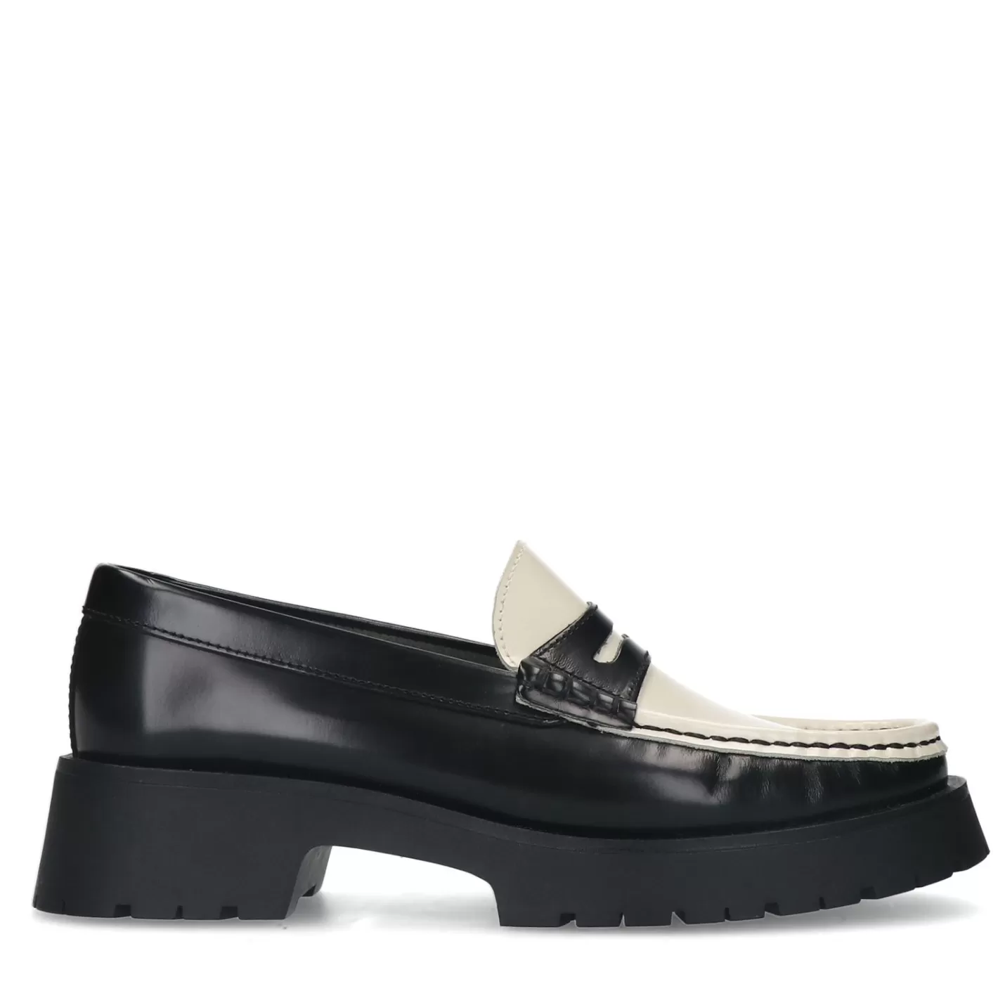 Loafers A Plateforme En Cuir Avec Details - Noir<Sacha Cheap