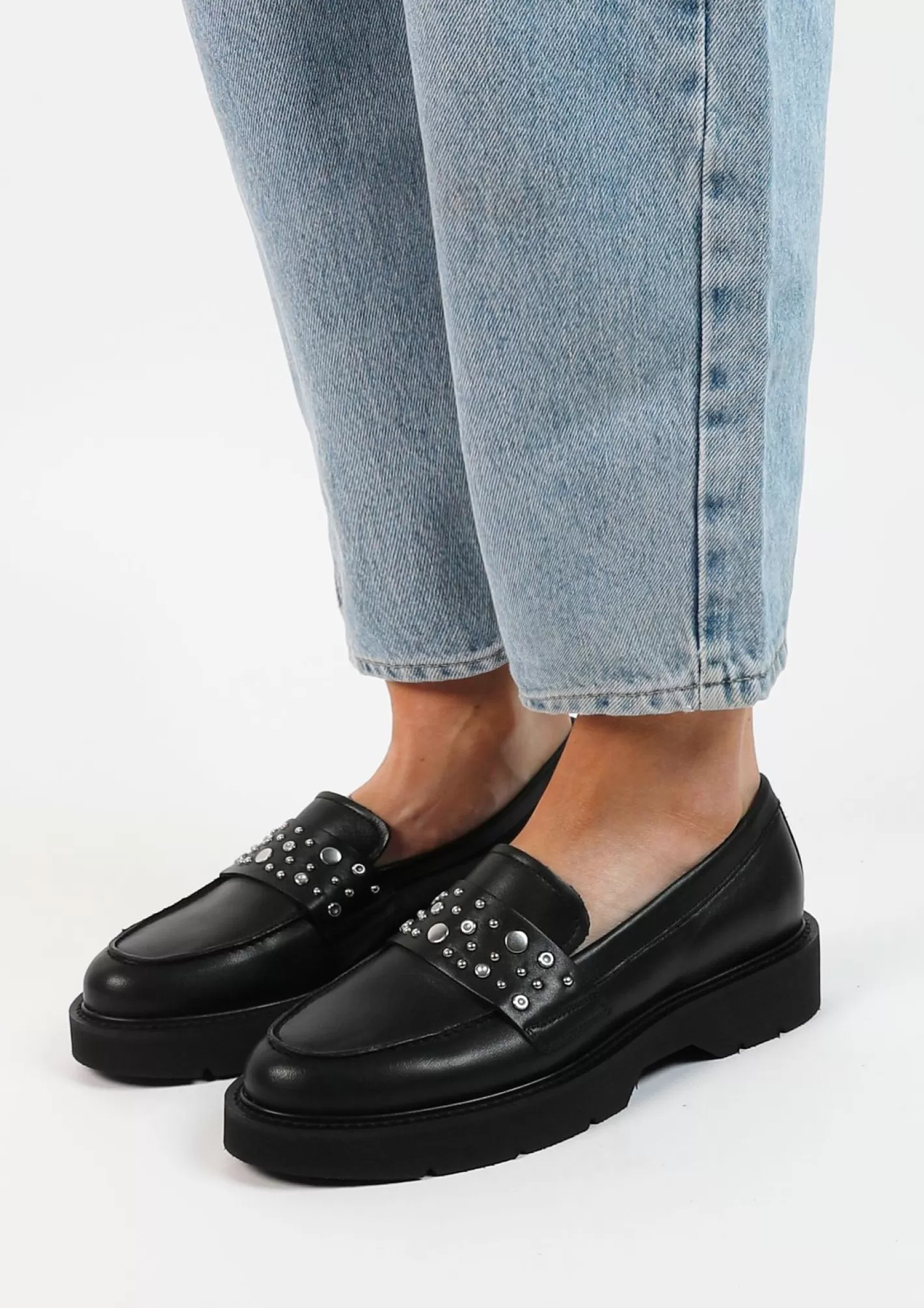 Loafers Chunky Avec Clous - Noir<Sacha Hot