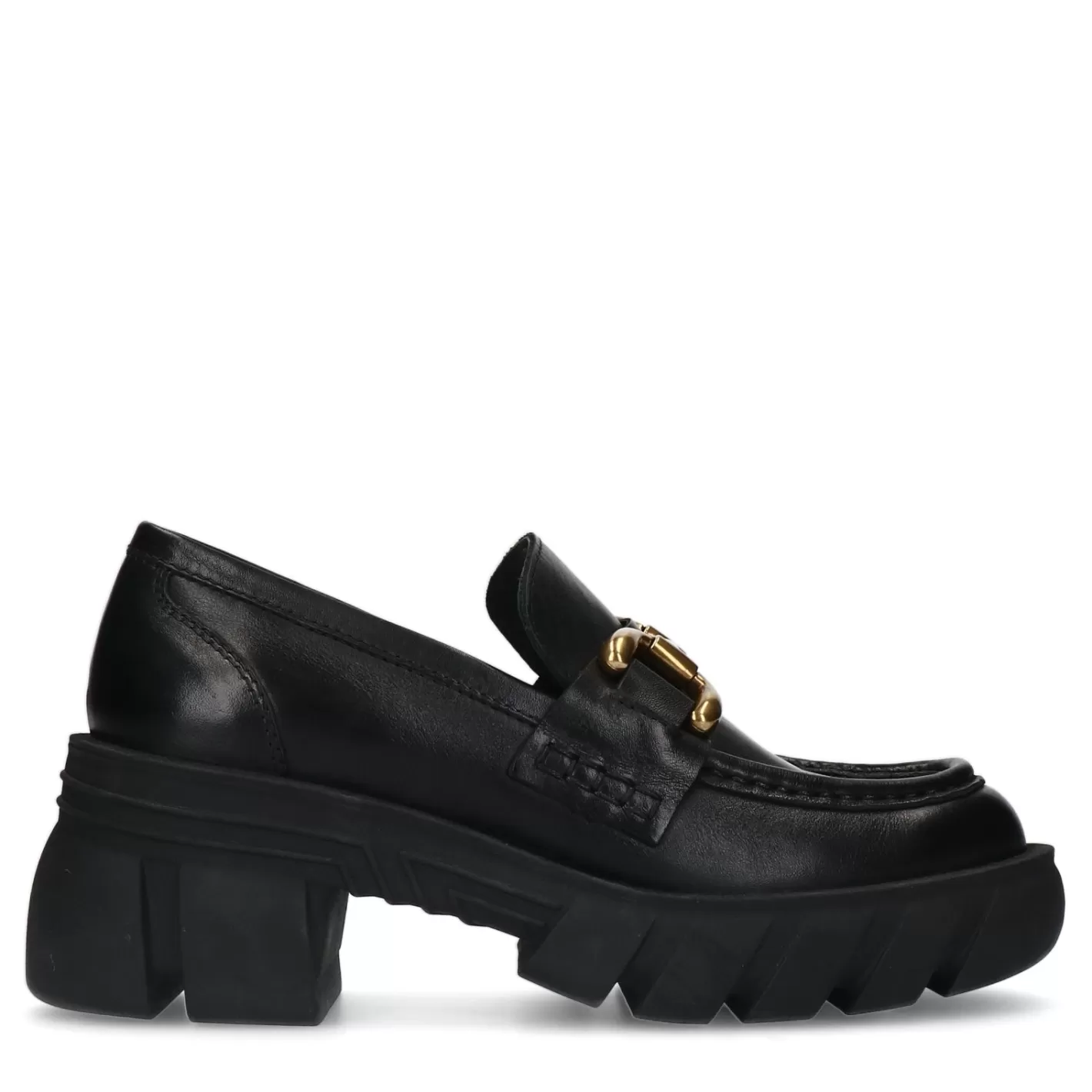 Loafers Chunky En Cuir Avec Chaine - Noir<Sacha Fashion