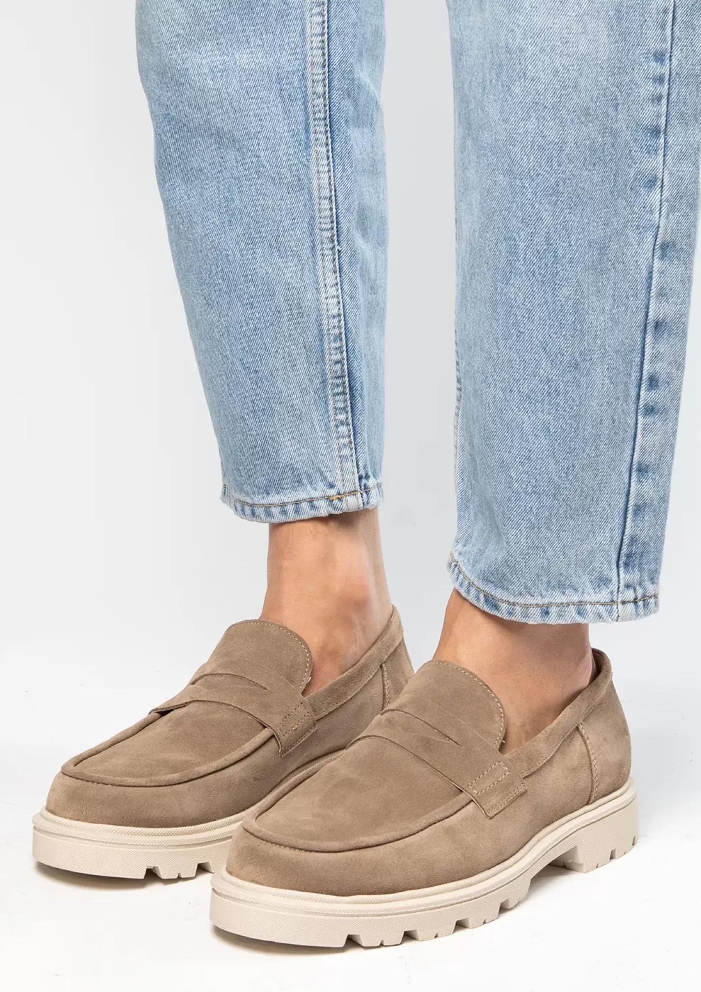 Loafers Chunky En Daim - Beige<Sacha Cheap