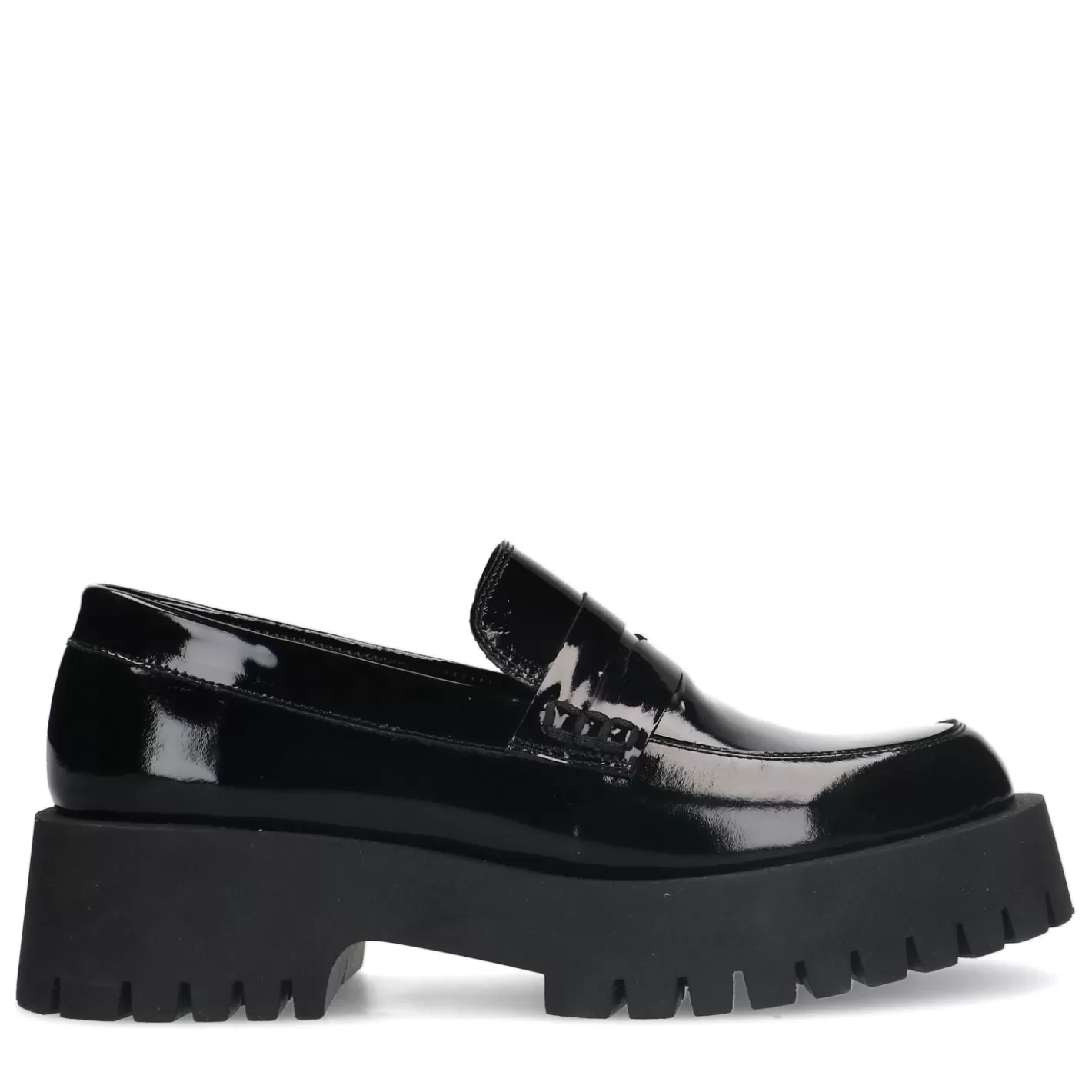 Loafers Cuir A Plateforme - Noir<Sacha Cheap