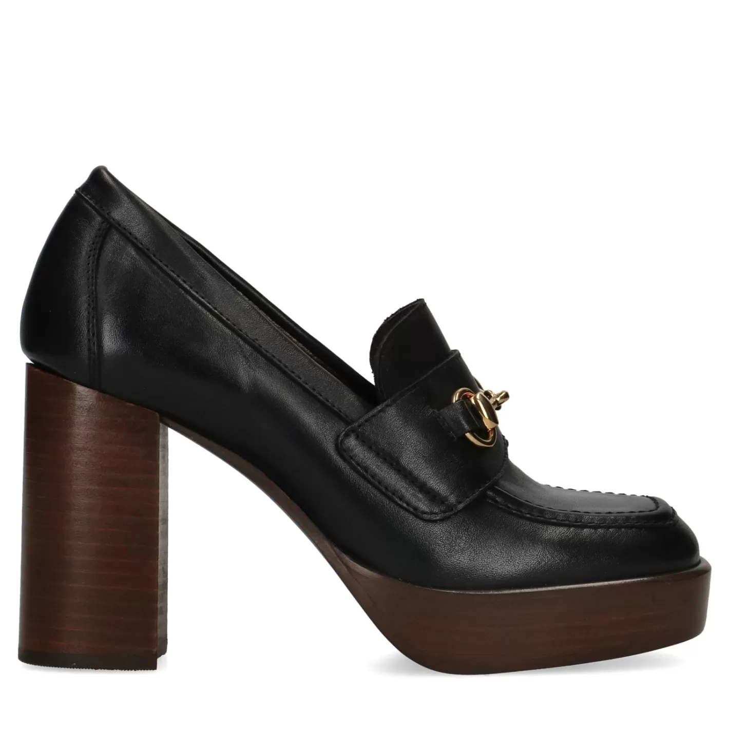 Loafers Cuir A Talon - Noir<Sacha Cheap