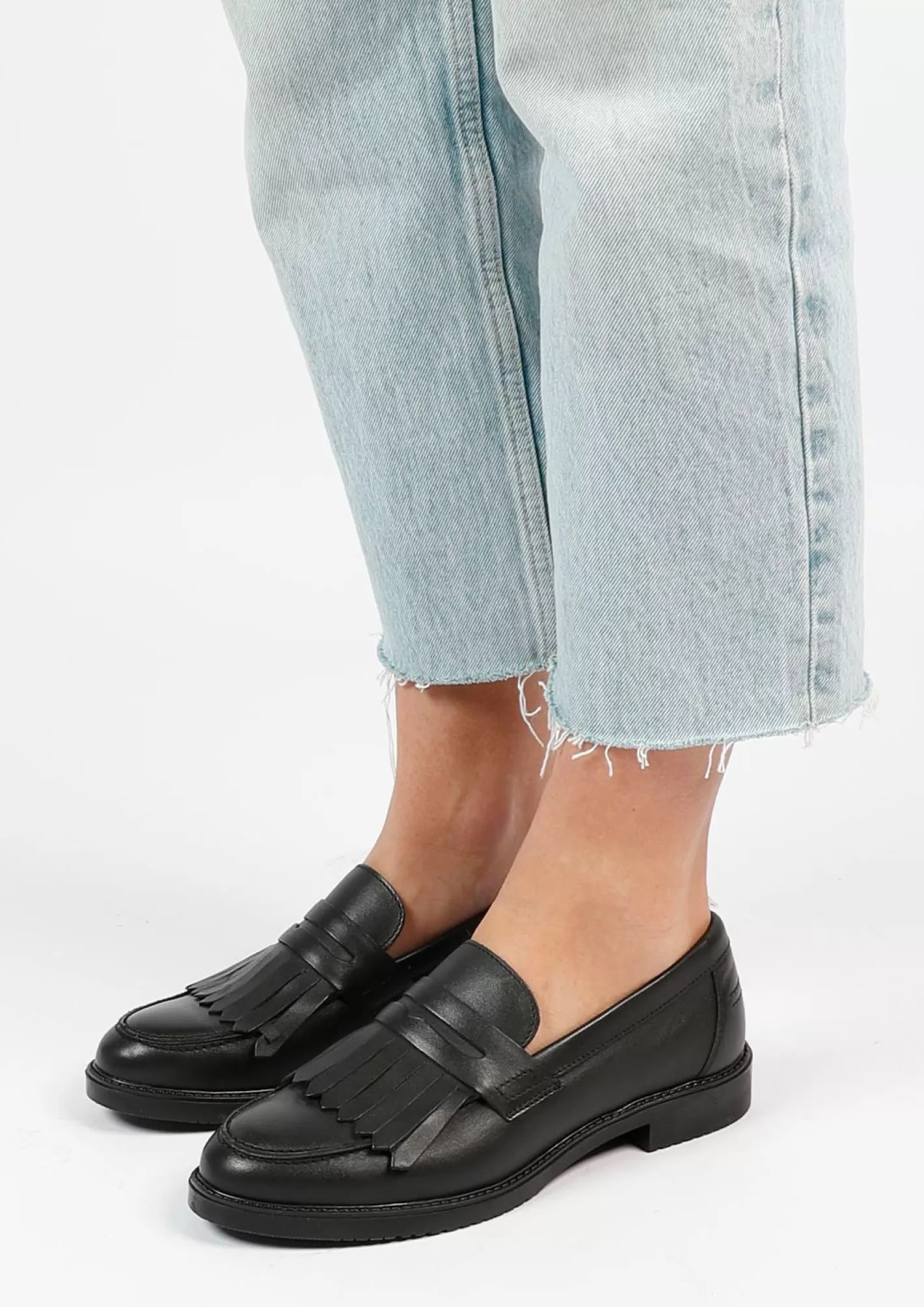 Loafers Cuir Avec Franges - Noir<Sacha Best