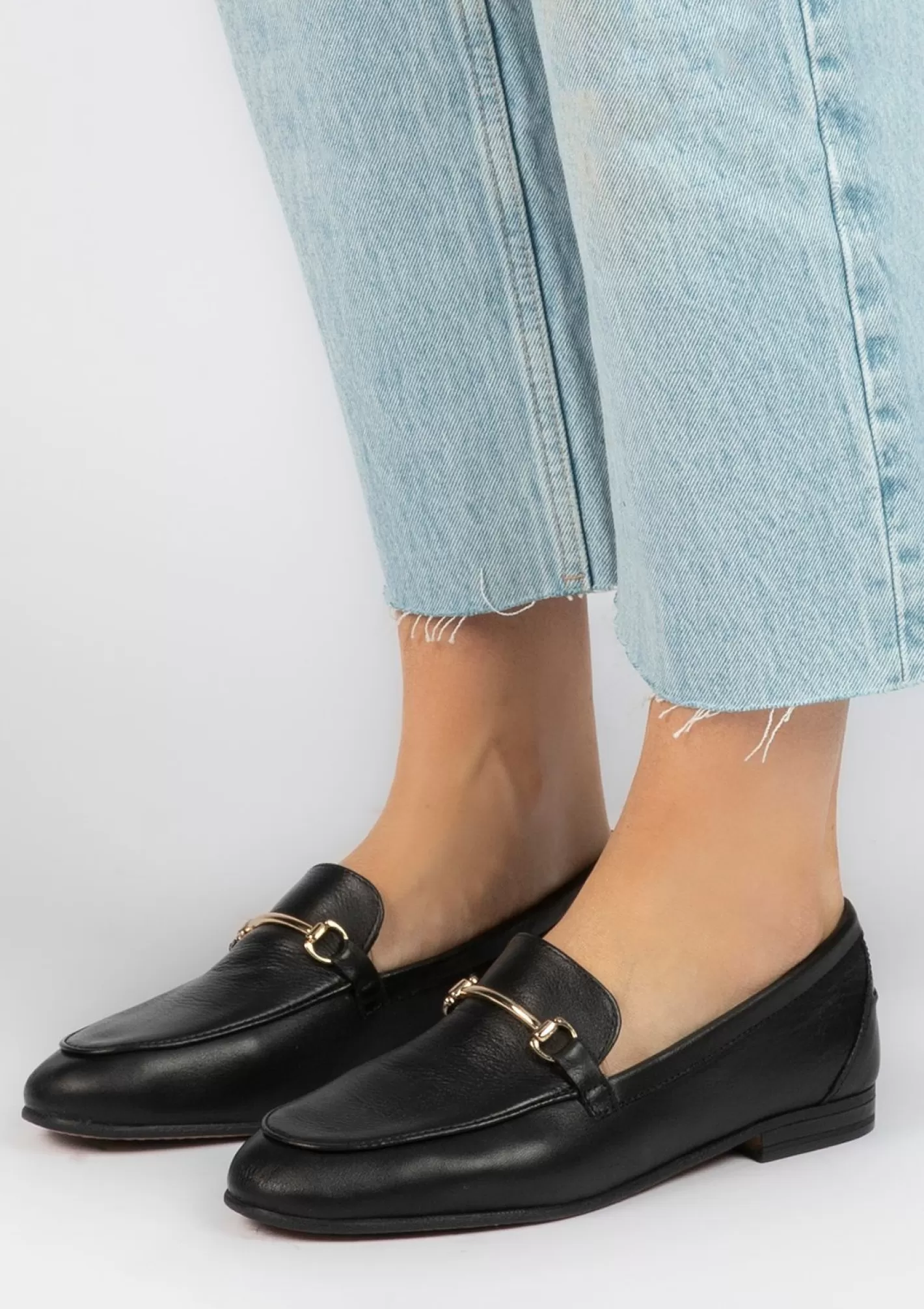 Loafers En Cuir Avec Boucle - Noir<Sacha Clearance