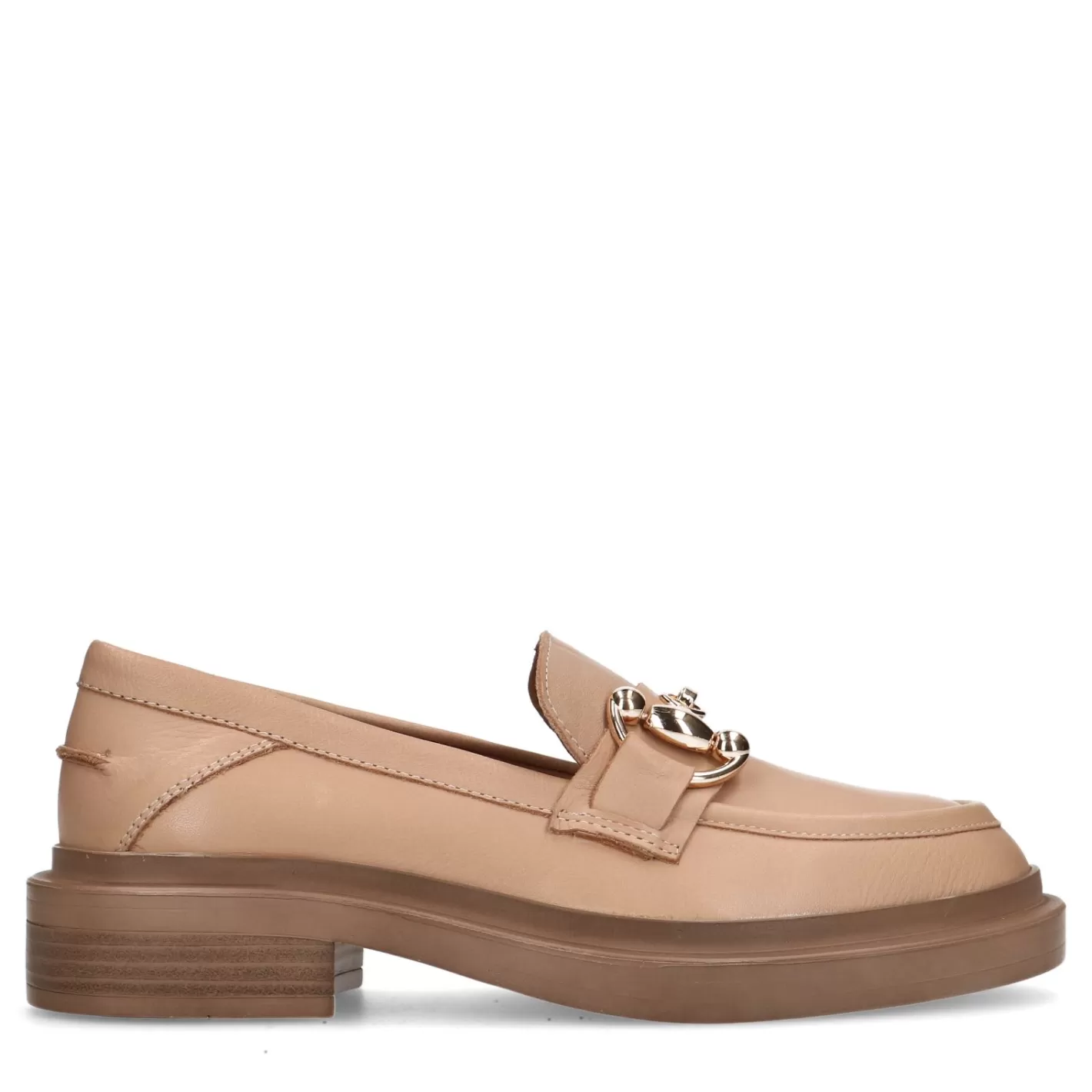 Loafers En Cuir Avec Chaine - Beige<Sacha Cheap