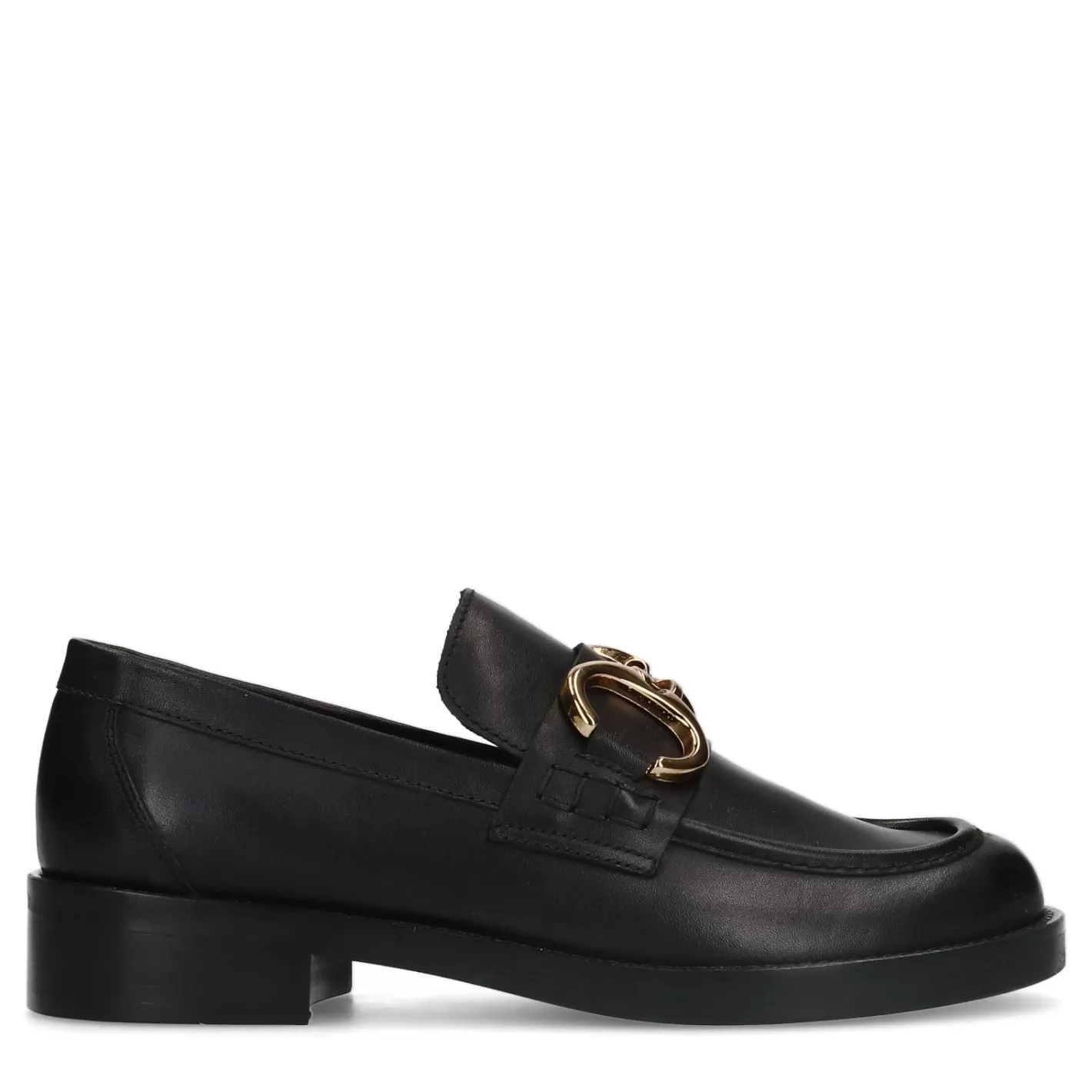 Loafers En Cuir Avec Chaine - Noir<Sacha Cheap