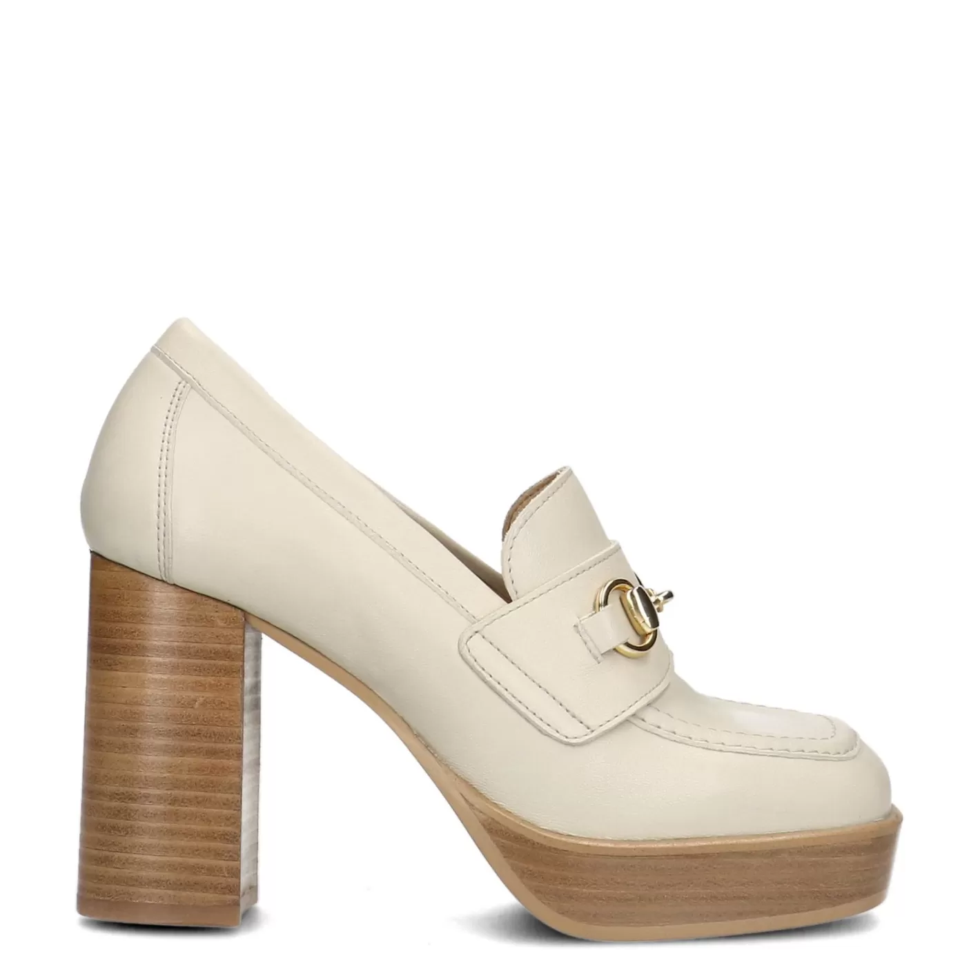 Loafers En Cuir Avec Talon - Blanc Casse<Sacha Hot