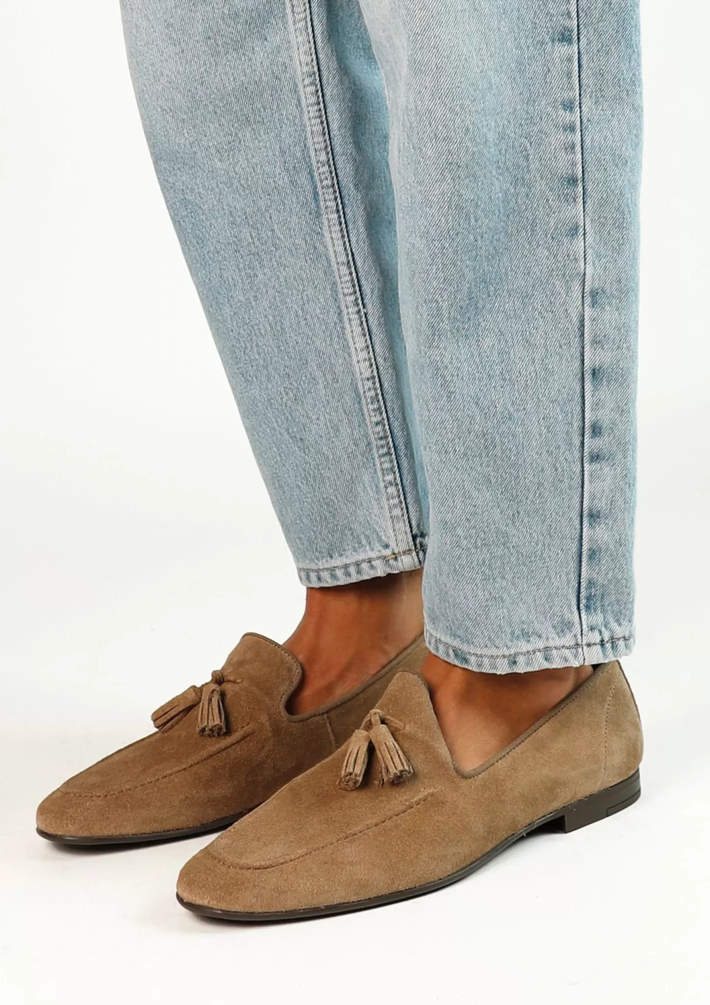 Loafers En Daim Avec Pompons A Franges - Taupe<Sacha Online